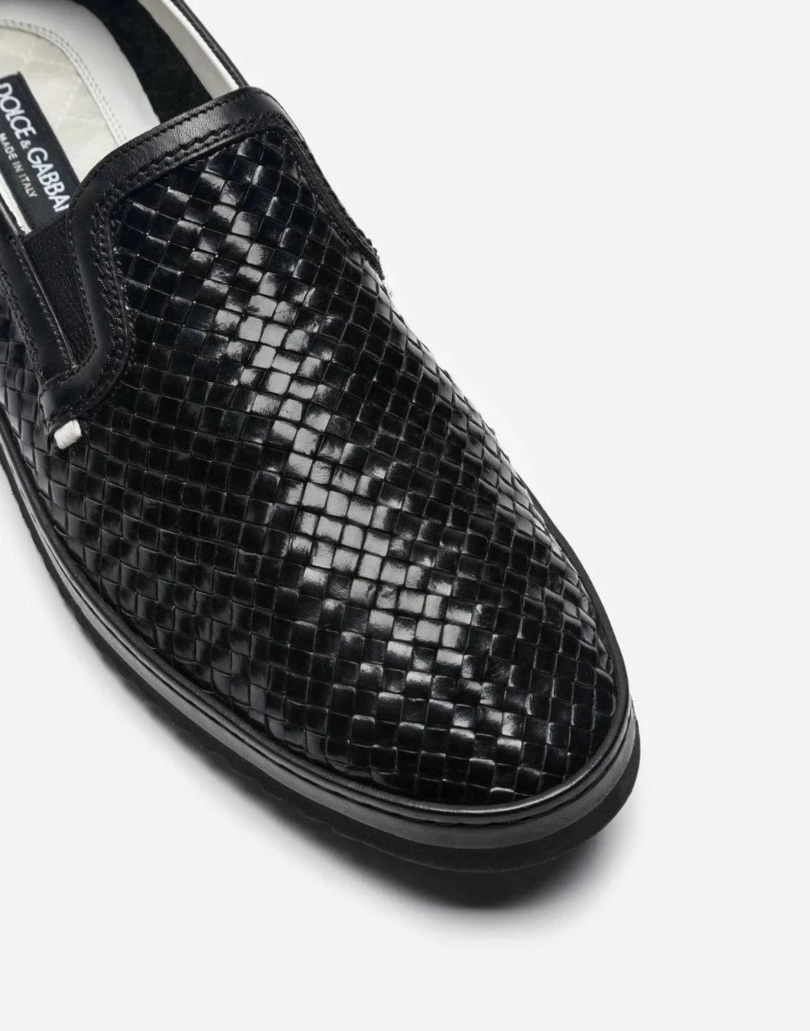 Dolce & Gabbana Braided Leather Slip-On Sneakers