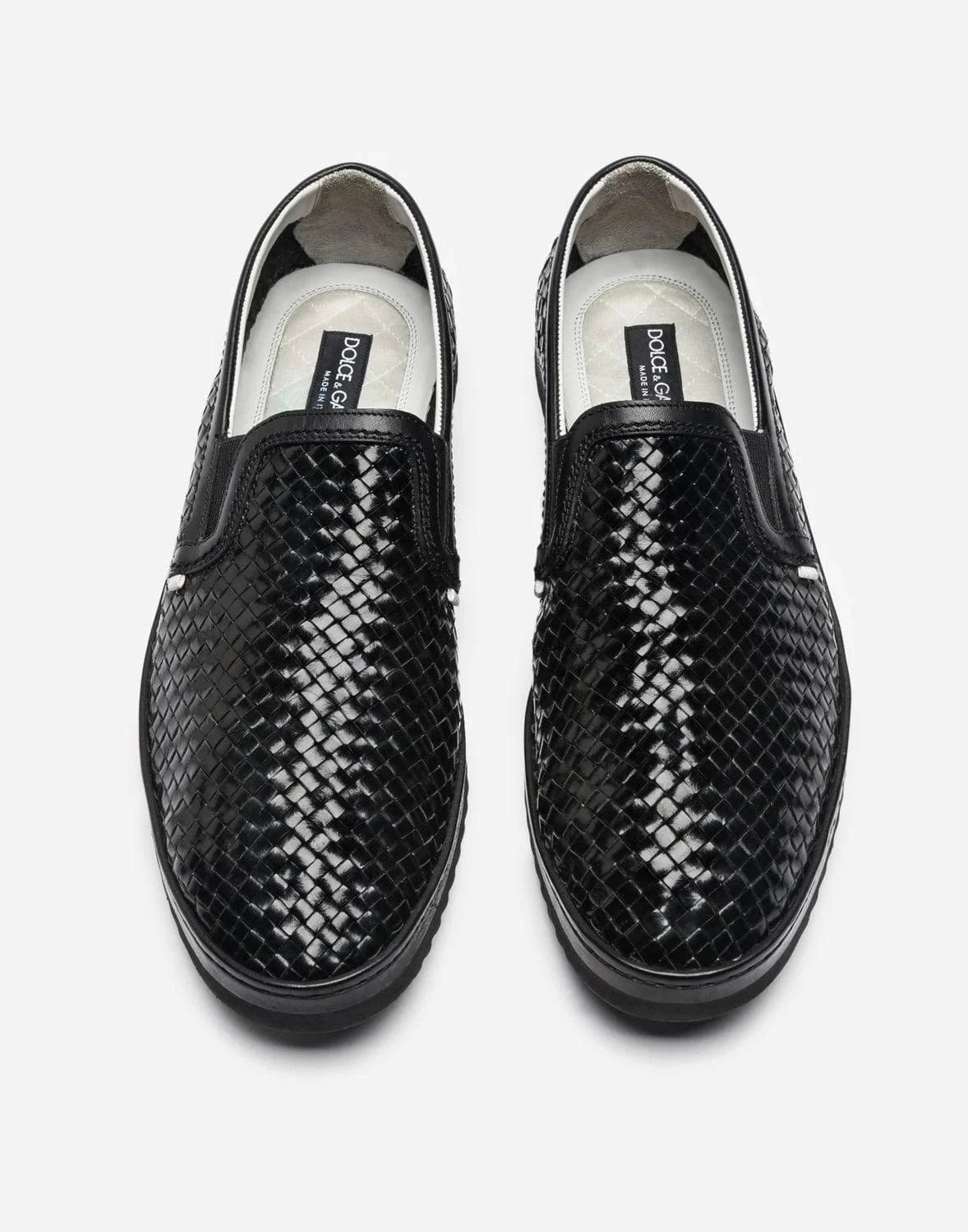 Dolce & Gabbana Braided Leather Slip-On Sneakers