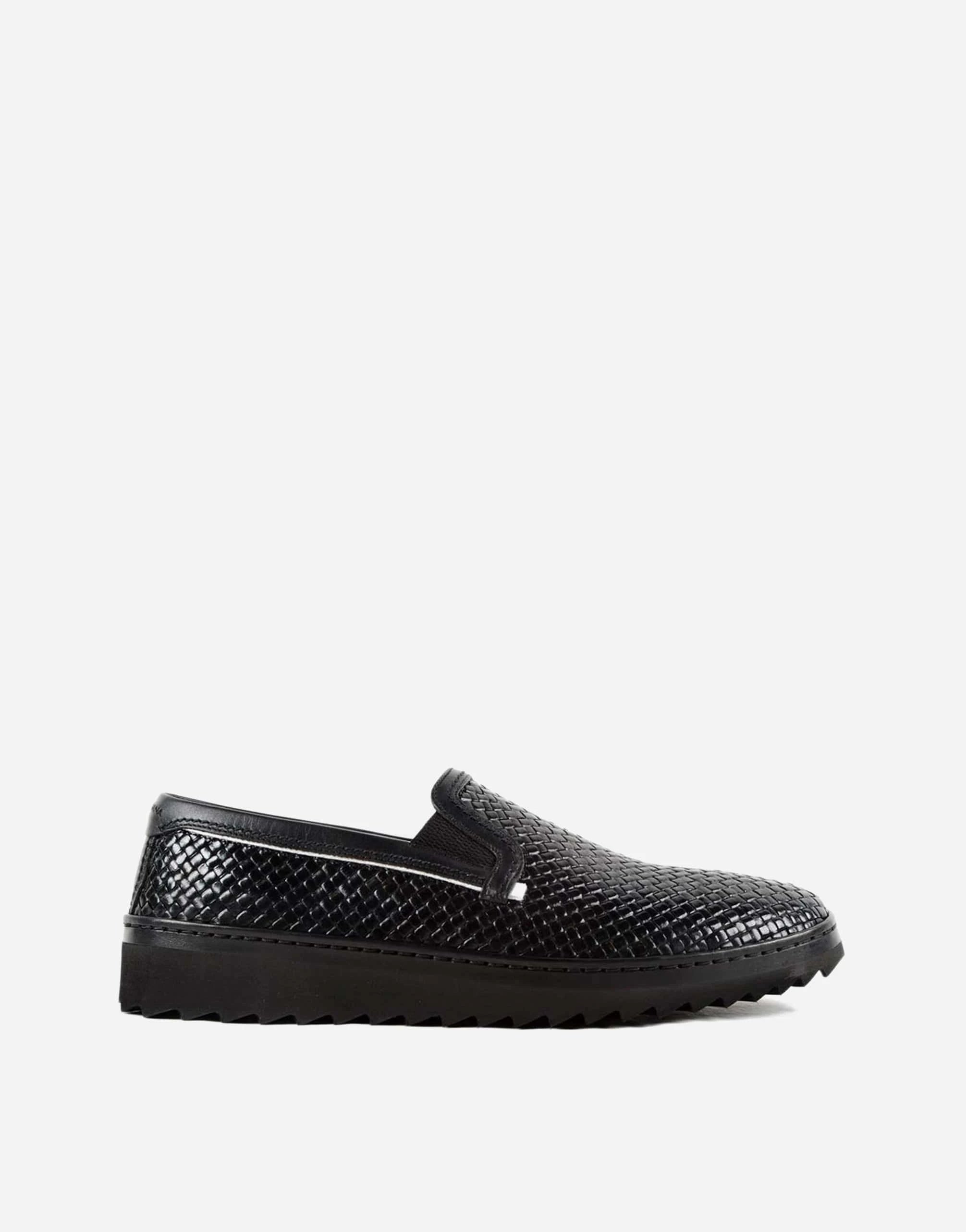 Dolce & Gabbana Braided Leather Slip-On Sneakers