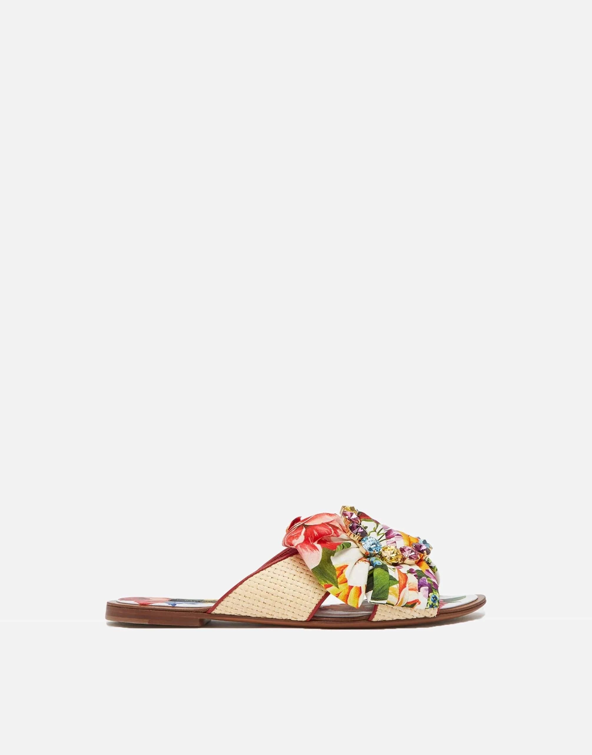 Dolce & Gabbana Braided Raffia Embellished Slides