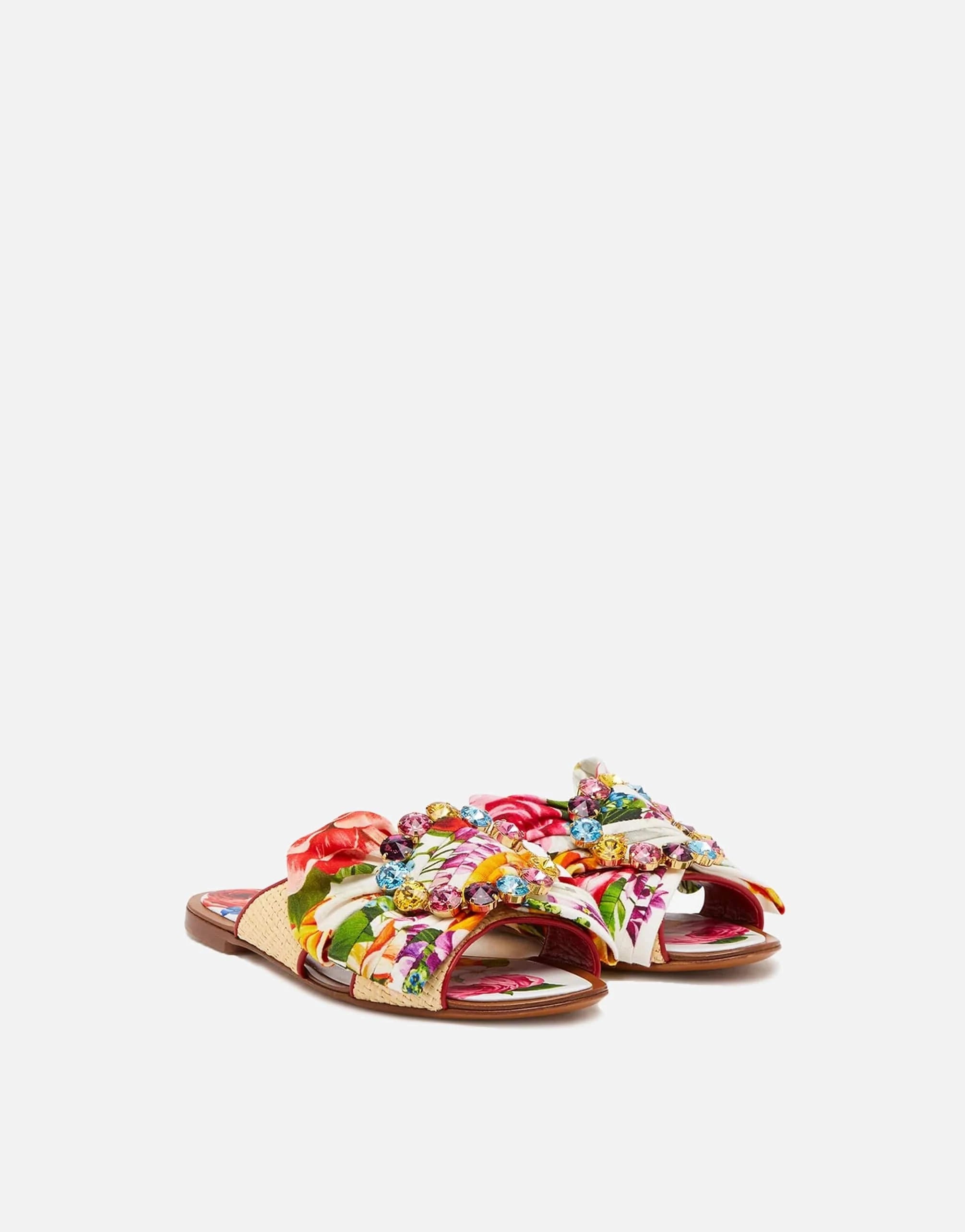 Dolce & Gabbana Braided Raffia Embellished Slides