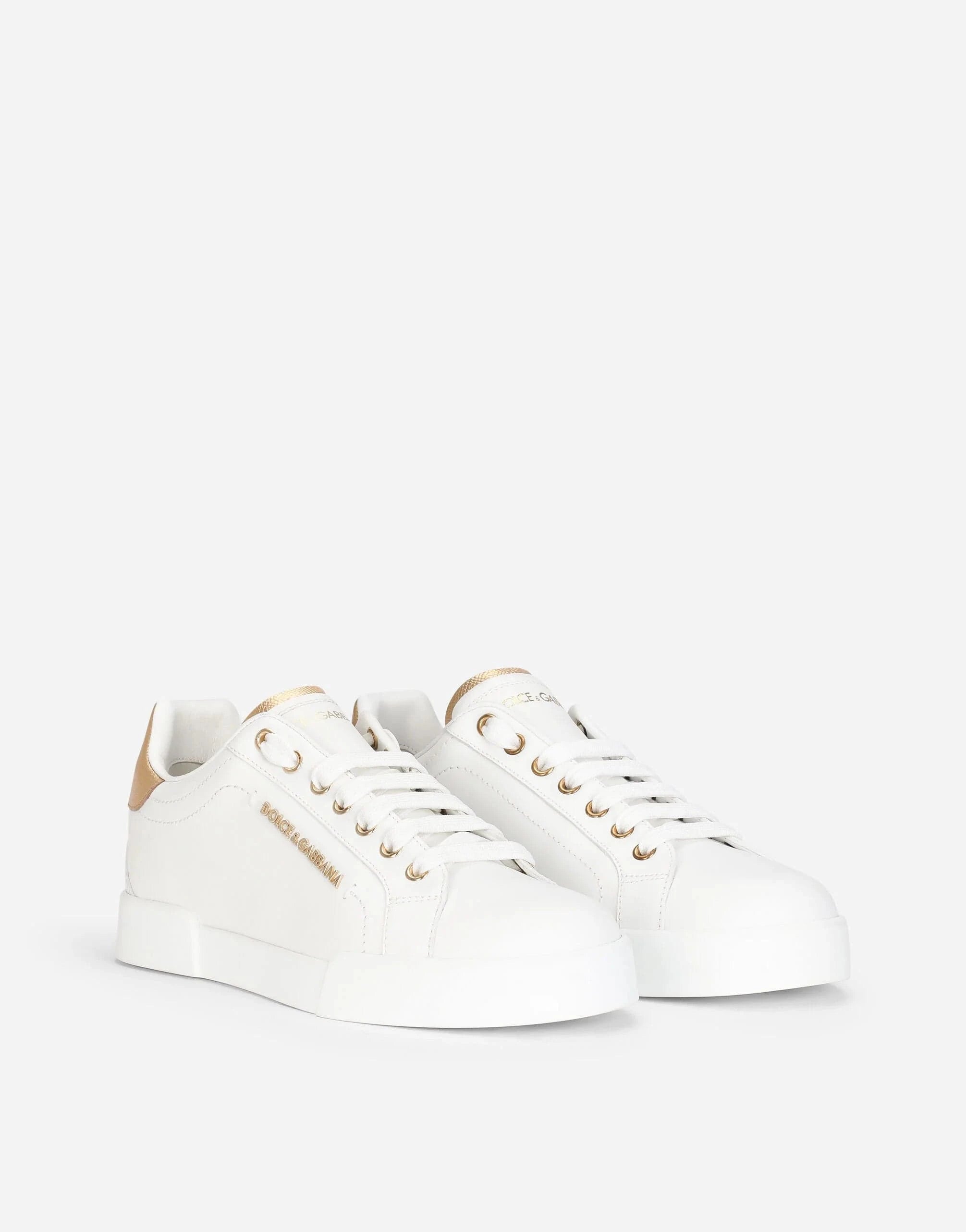 Dolce & Gabbana Branded Pearl Calfskin Portofino Sneakers