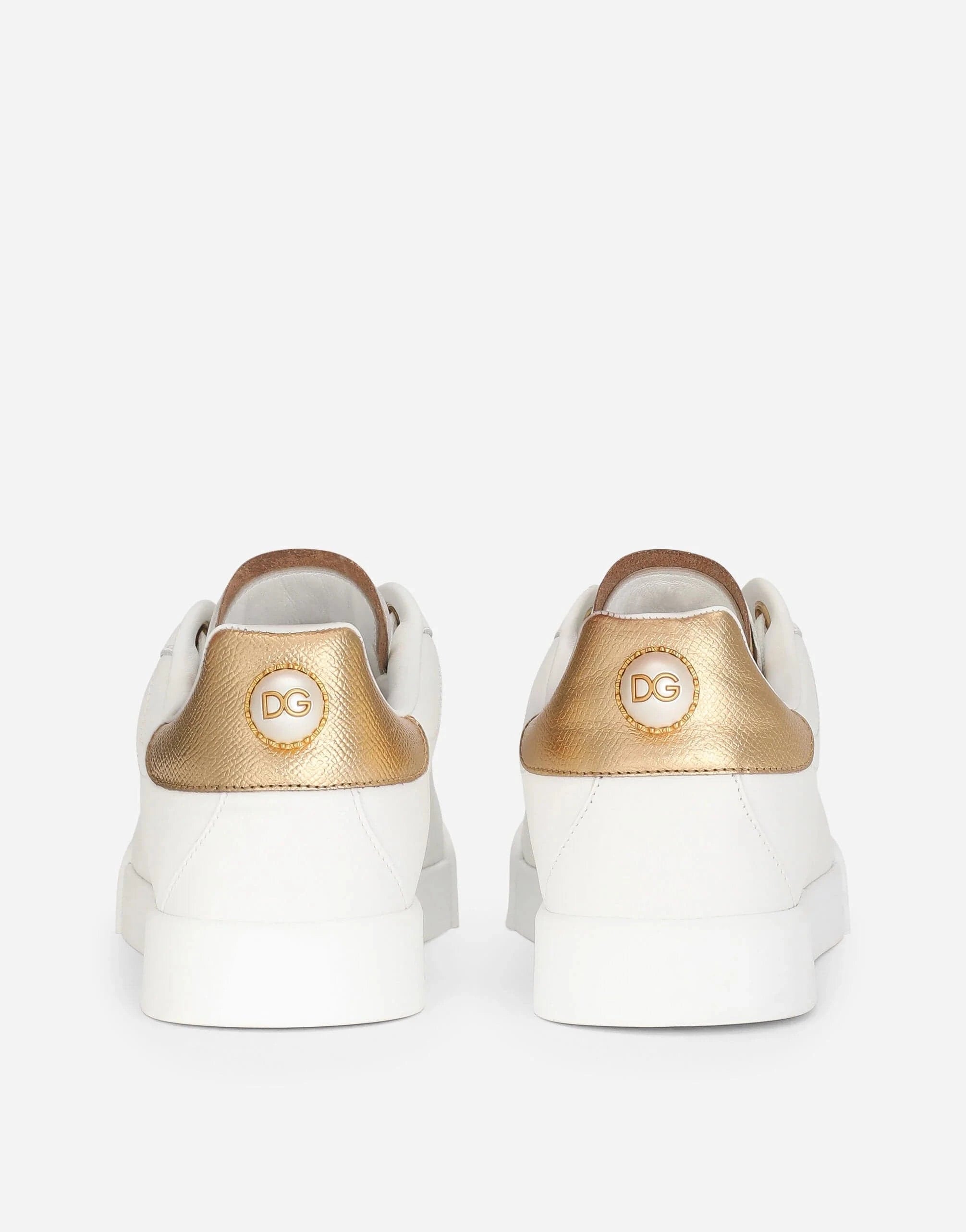Dolce & Gabbana Branded Pearl Calfskin Portofino Sneakers