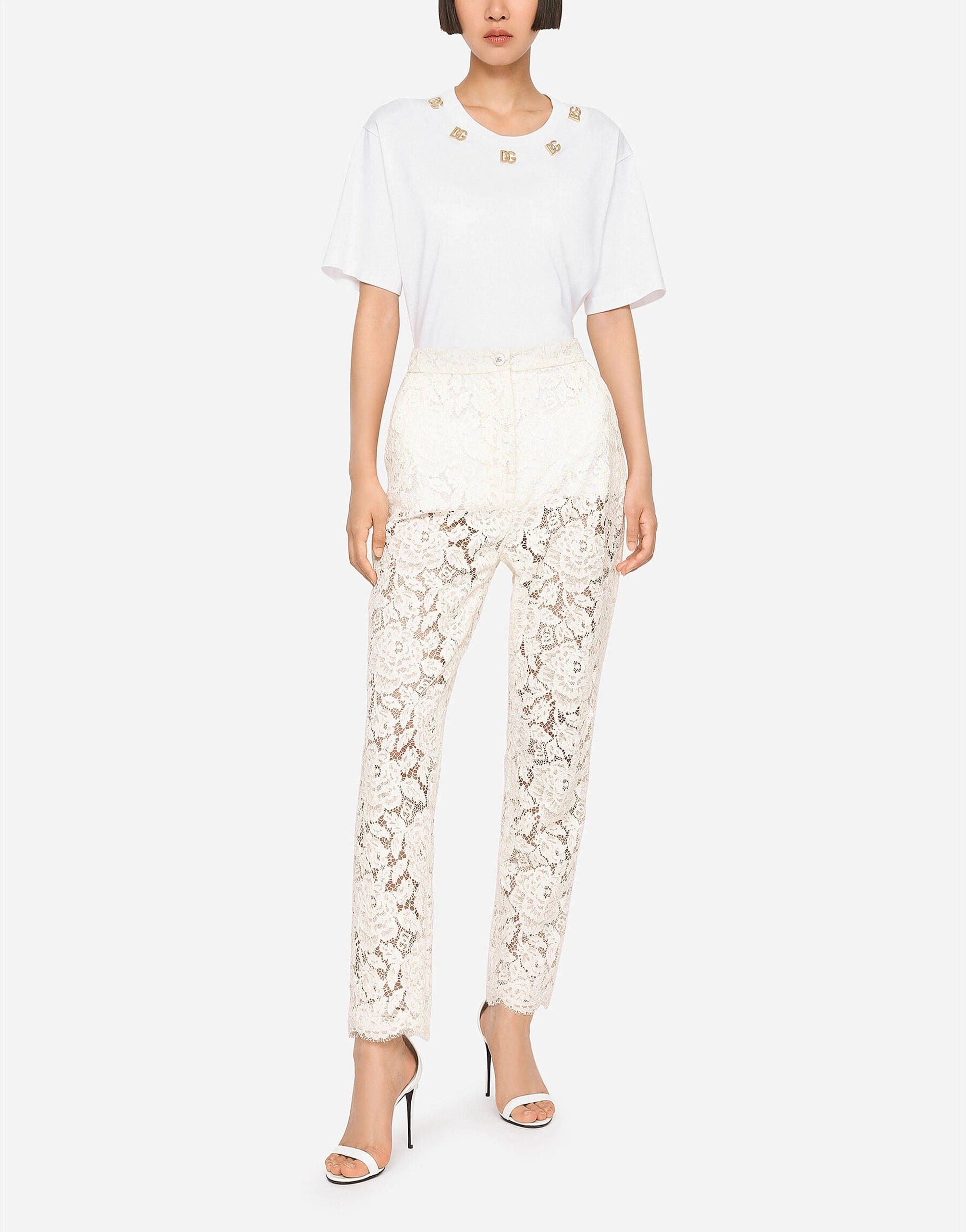 Dolce & Gabbana Branded Stretch Lace Pants