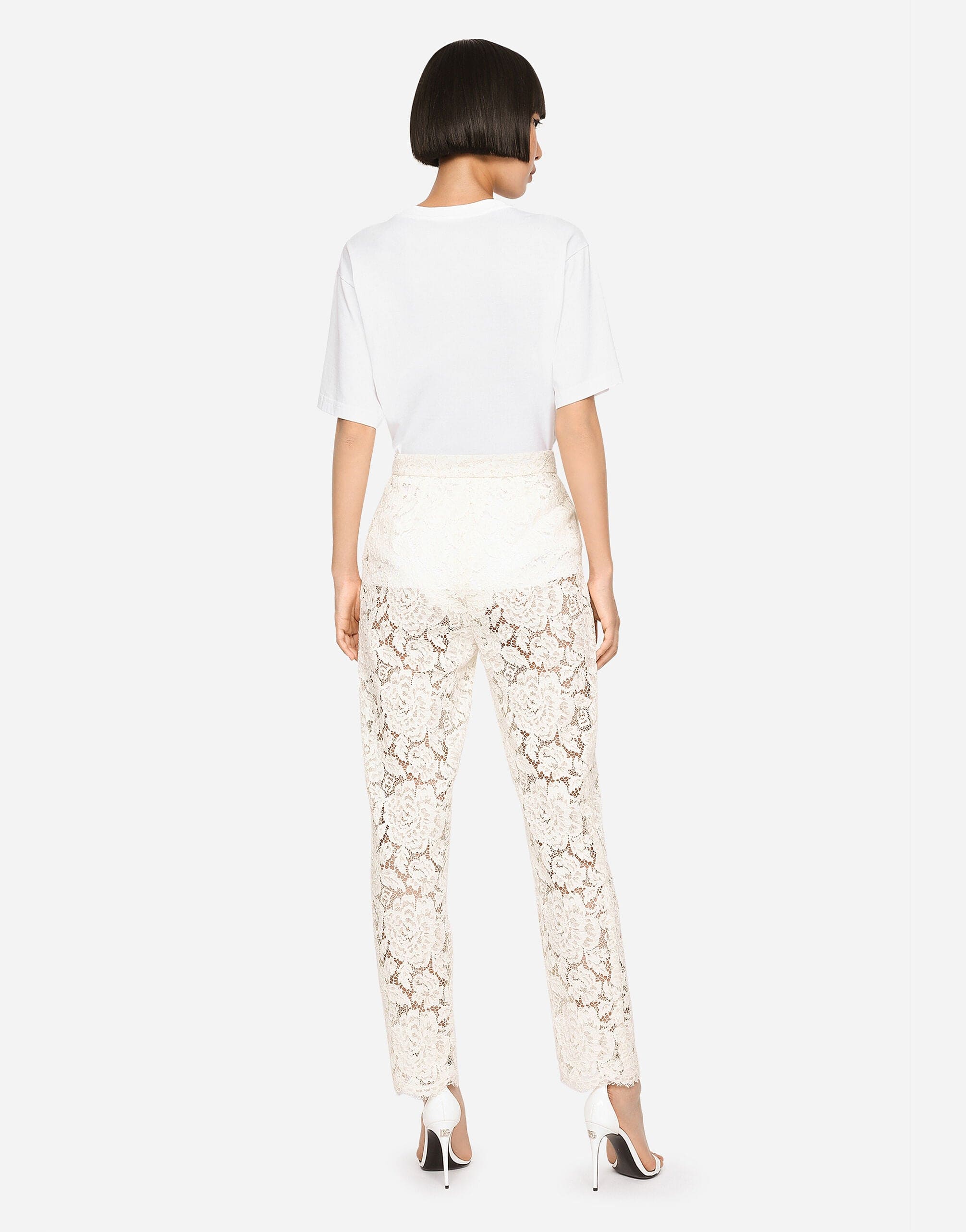 Dolce & Gabbana Branded Stretch Lace Pants