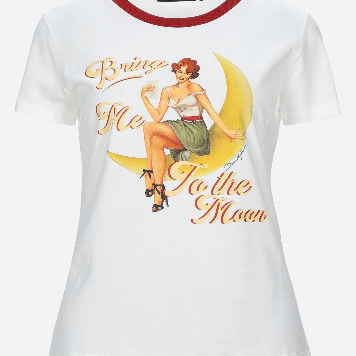 DOLCE & GABBANA ドルチェアンドガッバーナ Bring me tothe moon フロントプリントコットン半袖Tシャツ ホワイト F8L99T dolce-gabbana-bring-me-to-the-
