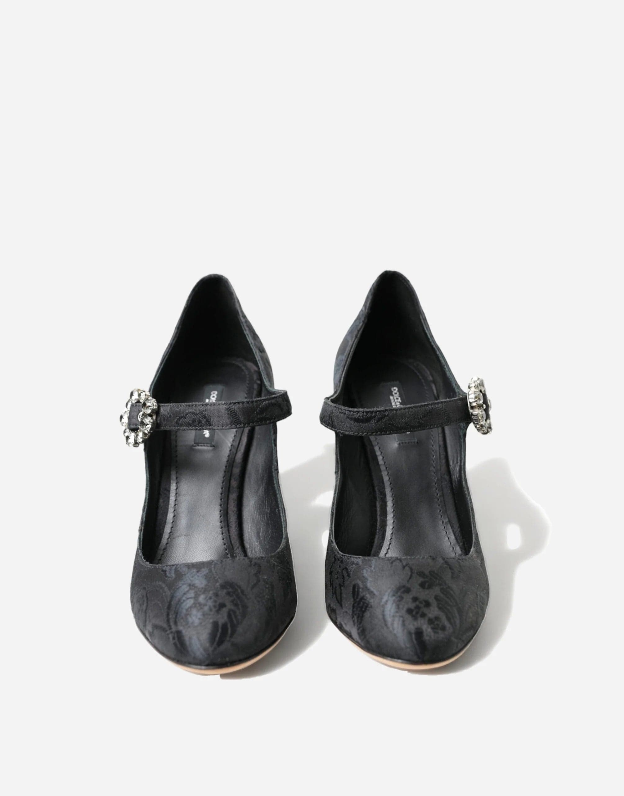 Dolce & Gabbana Brocade Crystal Buckle Mary Janes