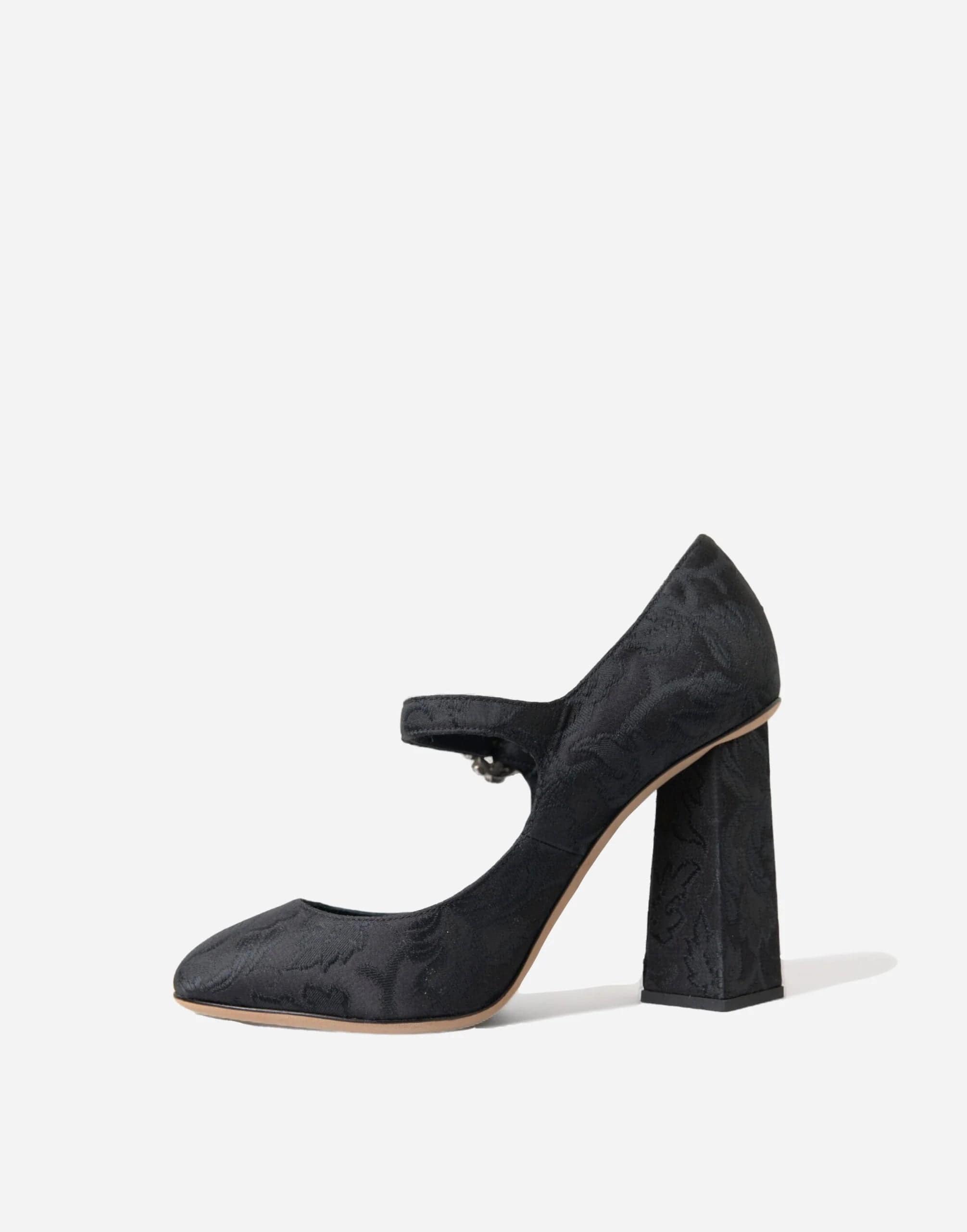 Dolce & Gabbana Brocade Crystal Buckle Mary Janes