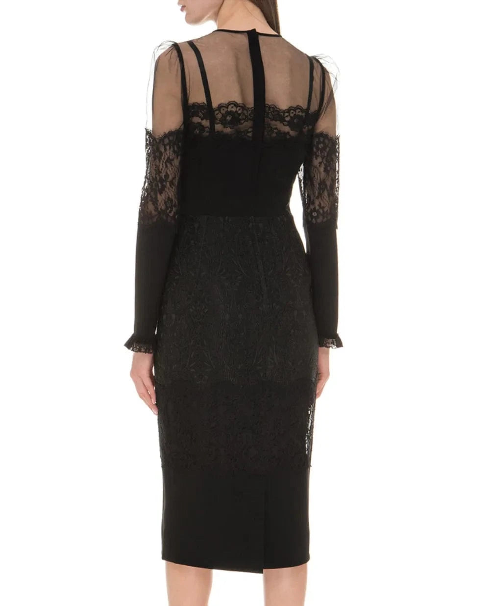 Dolce & Gabbana Brocade Embellished Tulle Lace Midi Dress