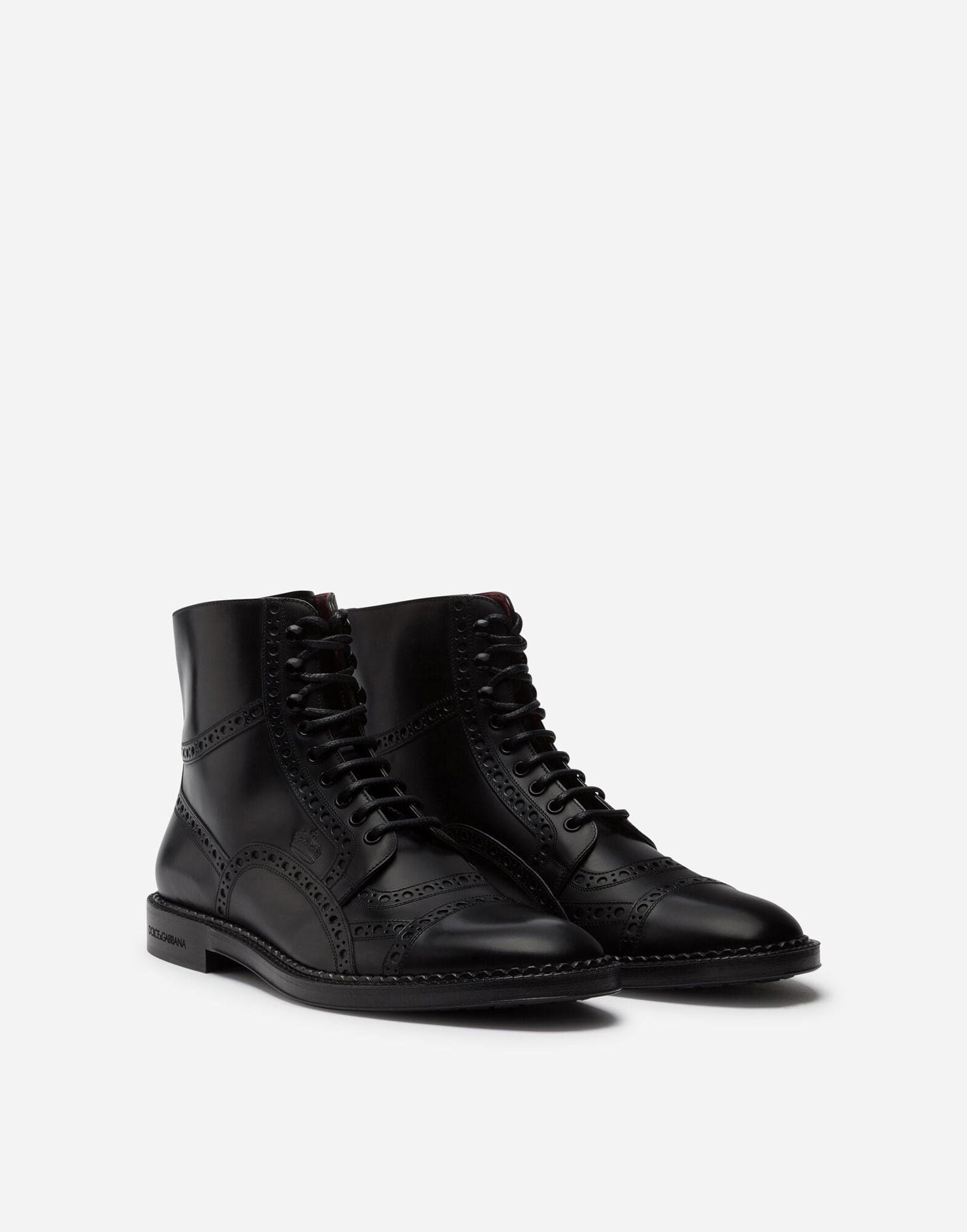 Dolce & Gabbana Brogue Leather Ankle Boots