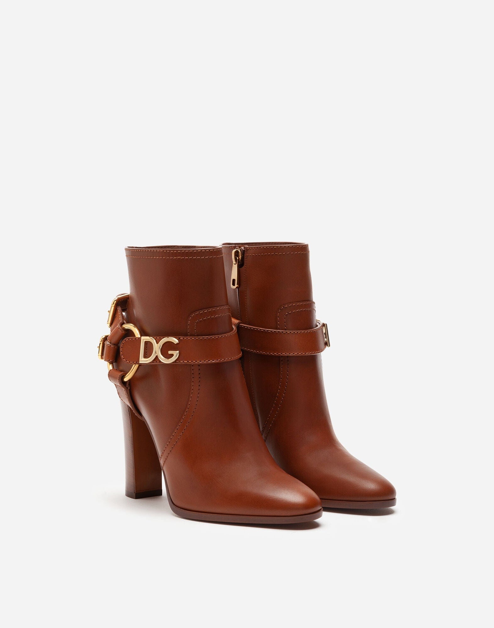Dolce & Gabbana ブラウン DG ブラケット ロゴ アンクルブーツ