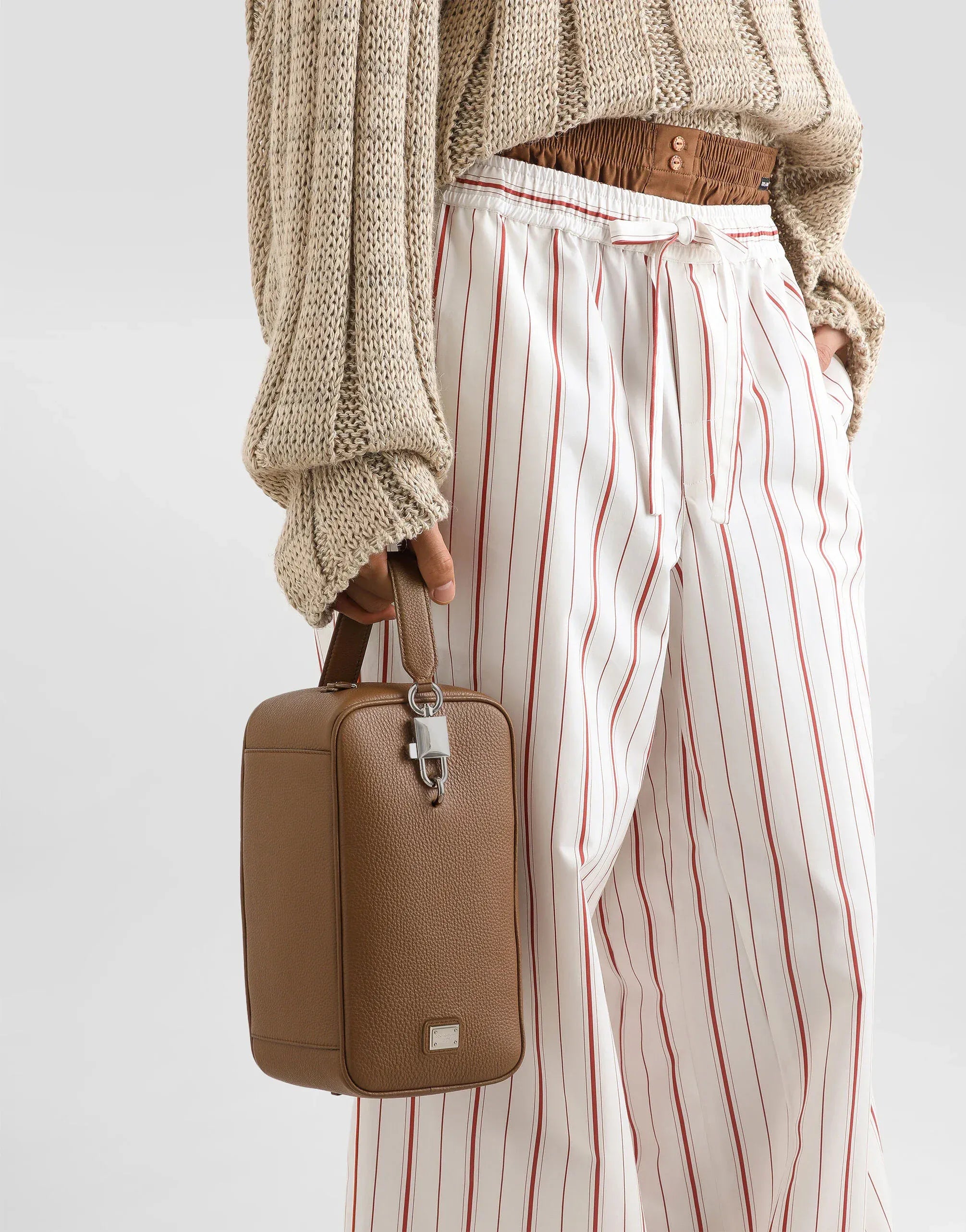 Dolce & Gabbana Brown Lock Leather Handbag