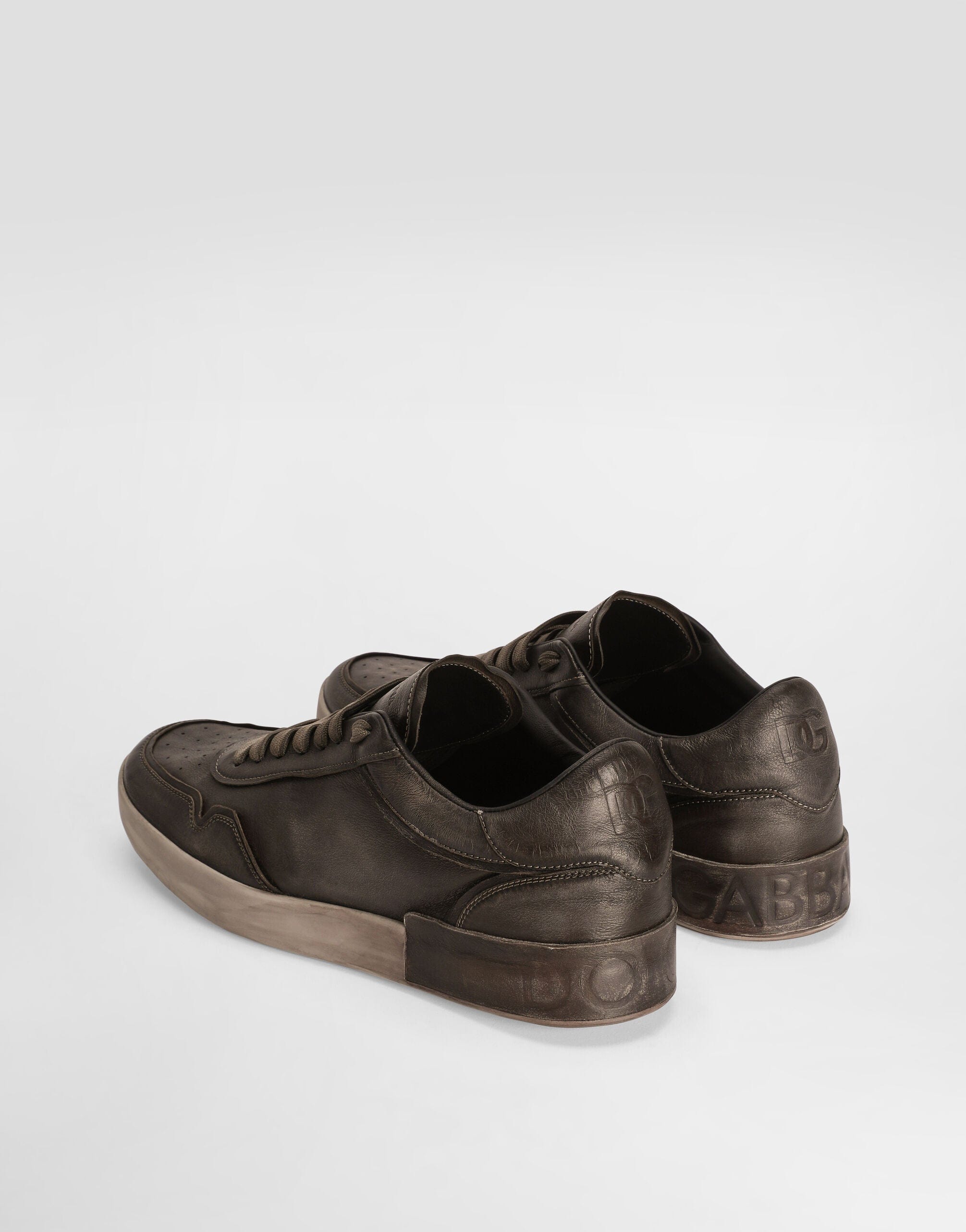 Dolce & Gabbana Brown Portofino Leather Sneakers | Sendegaro CH