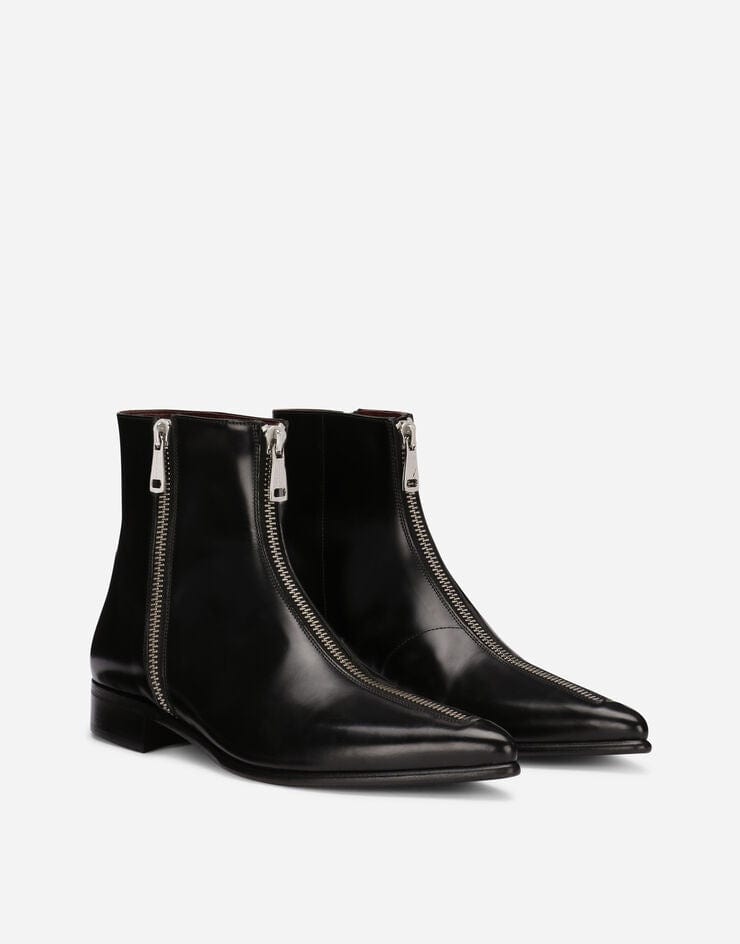 Dolce & Gabbana Brushed Leather Zip-Up Ankle Boots