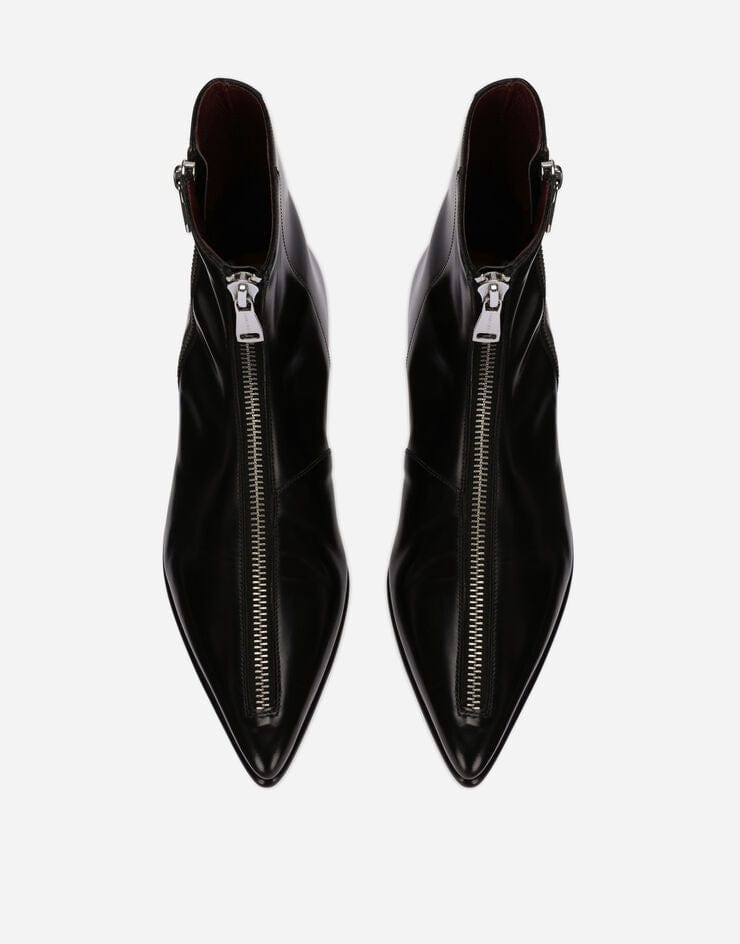 Dolce & Gabbana Brushed Leather Zip-Up Ankle Boots