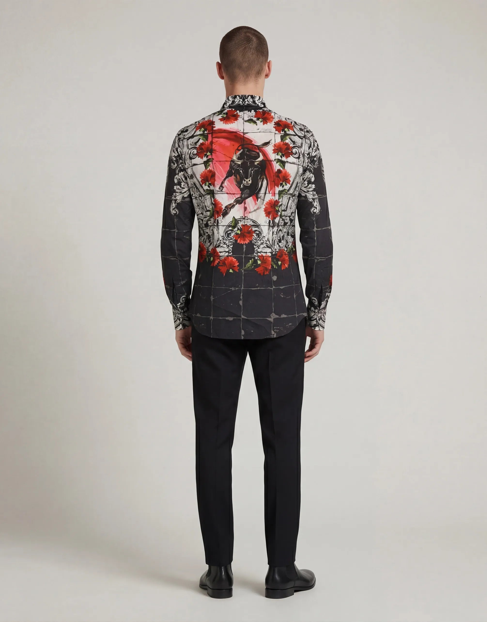 Dolce & Gabbana Bull Print Shirt with Floral Baroque