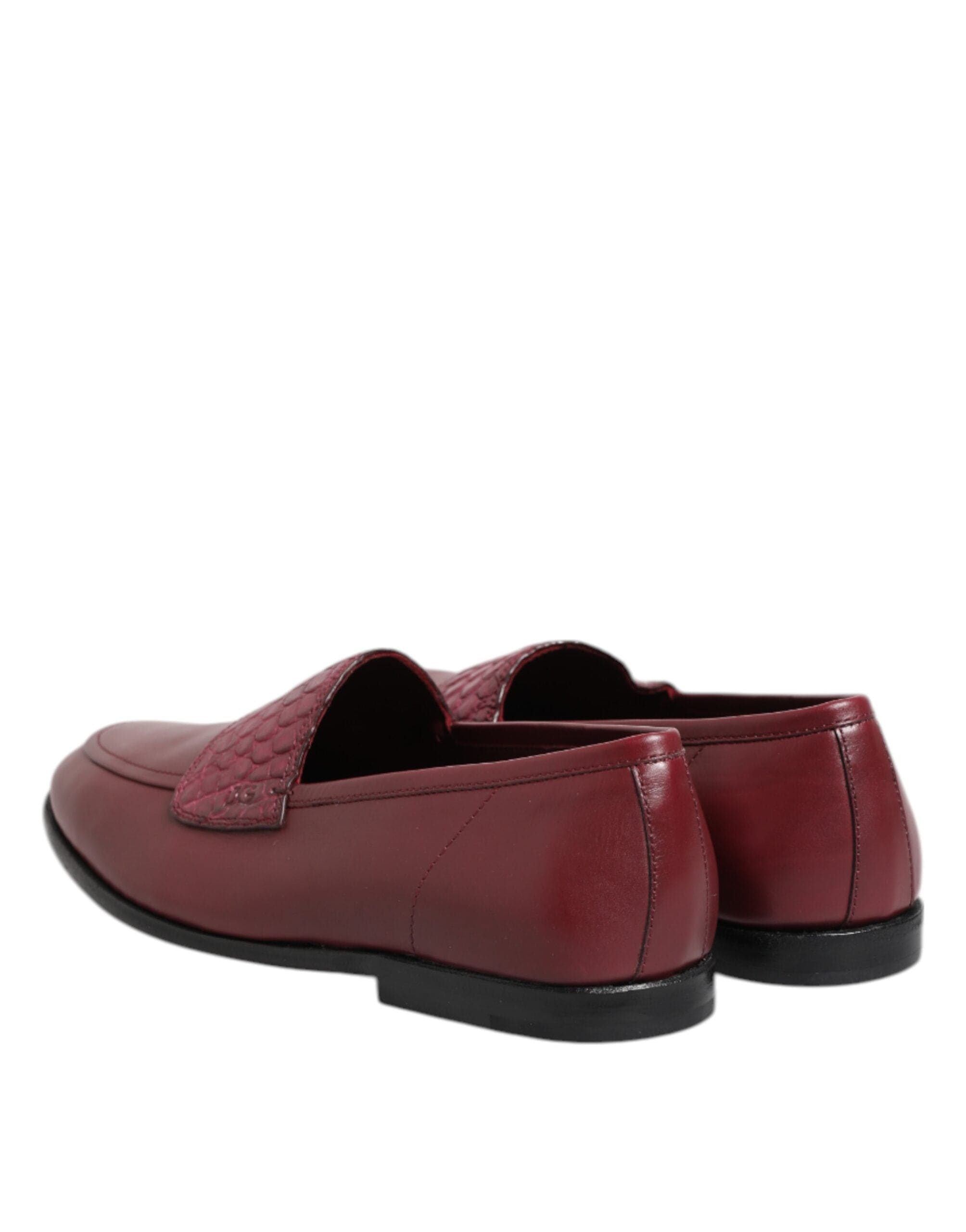 Dolce & Gabbana Burgundy Caiman-Leather Loafers