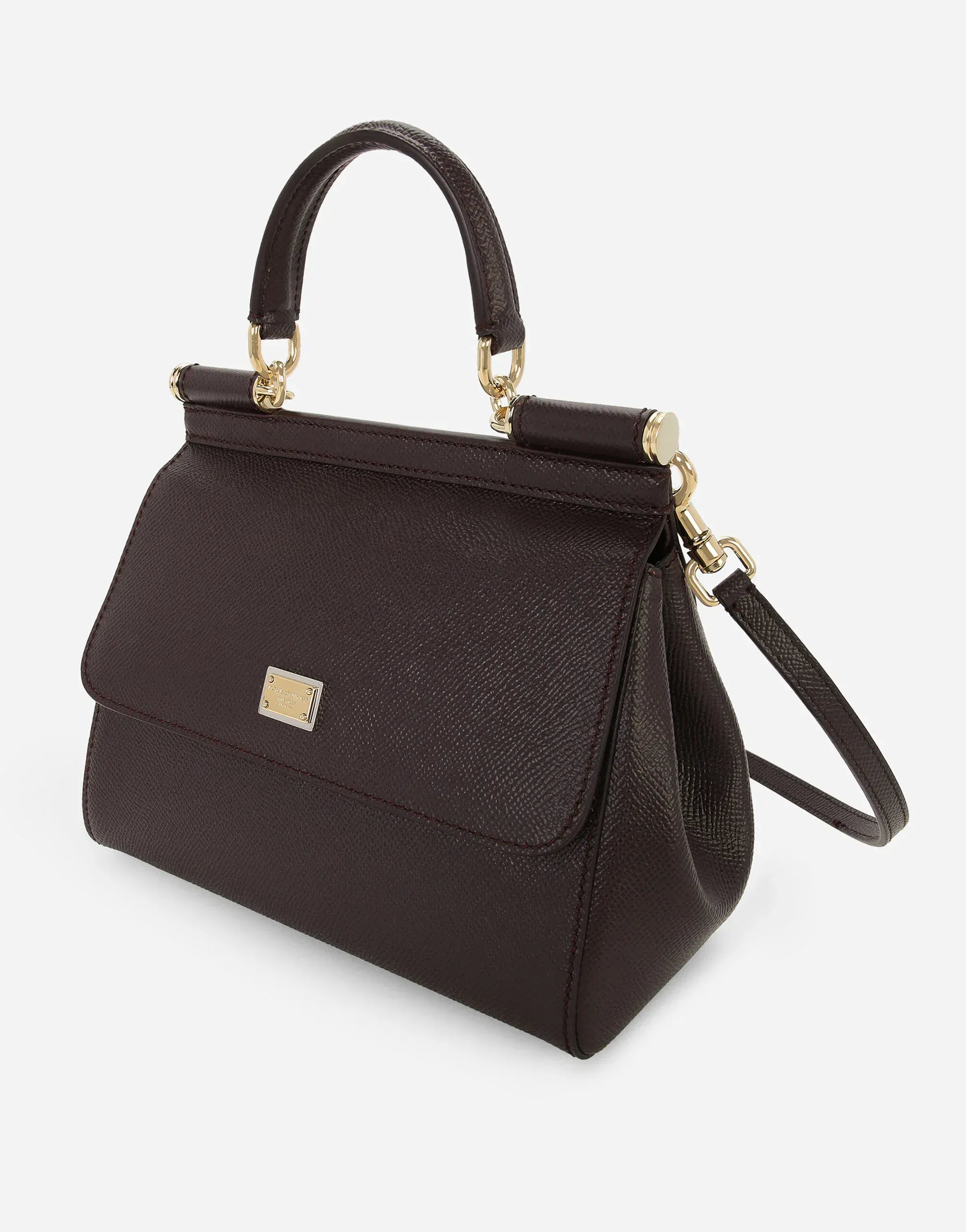 Dolce & Gabbana Burgundy Small Sicily Handbag