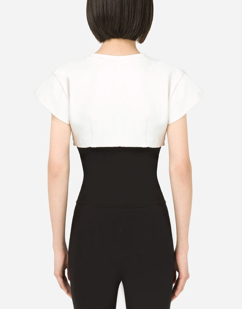 Dolce & Gabbana Bustier Detailed Cropped T-Shirt