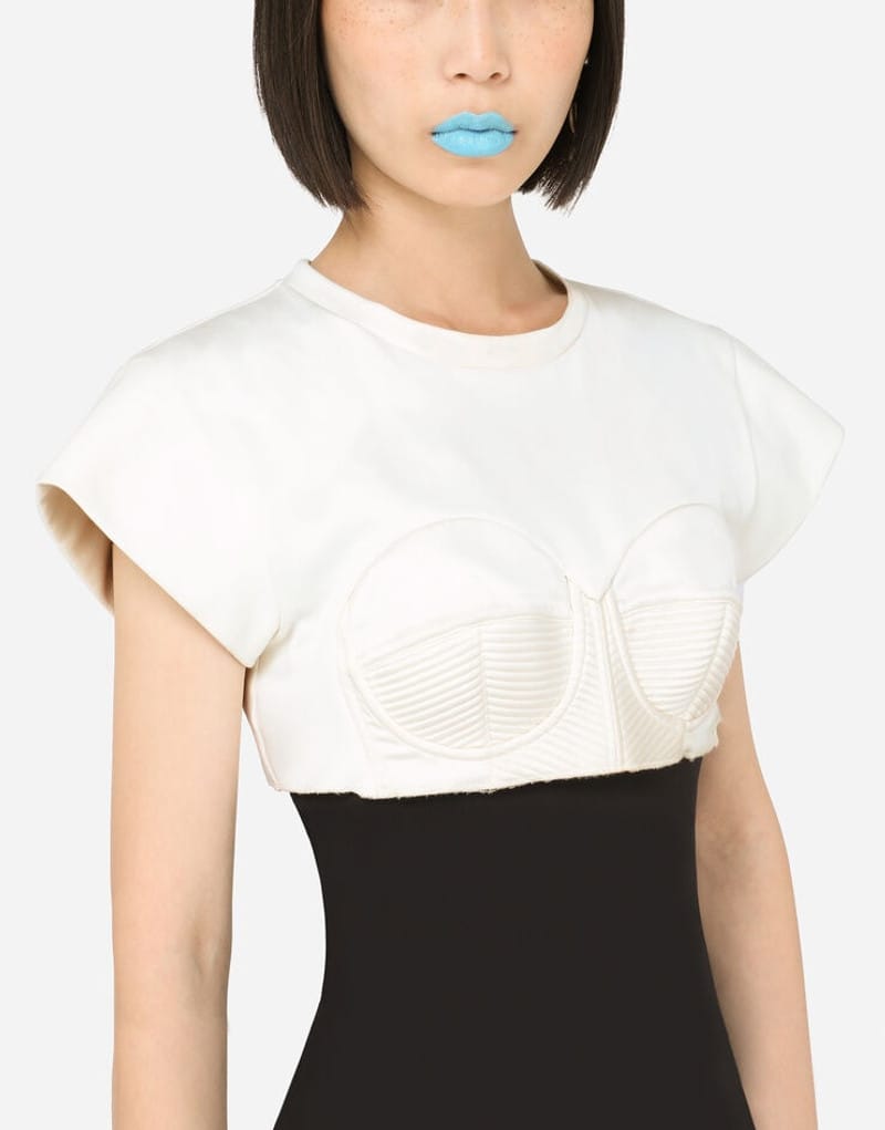 Dolce & Gabbana Bustier Detailed Cropped T-Shirt