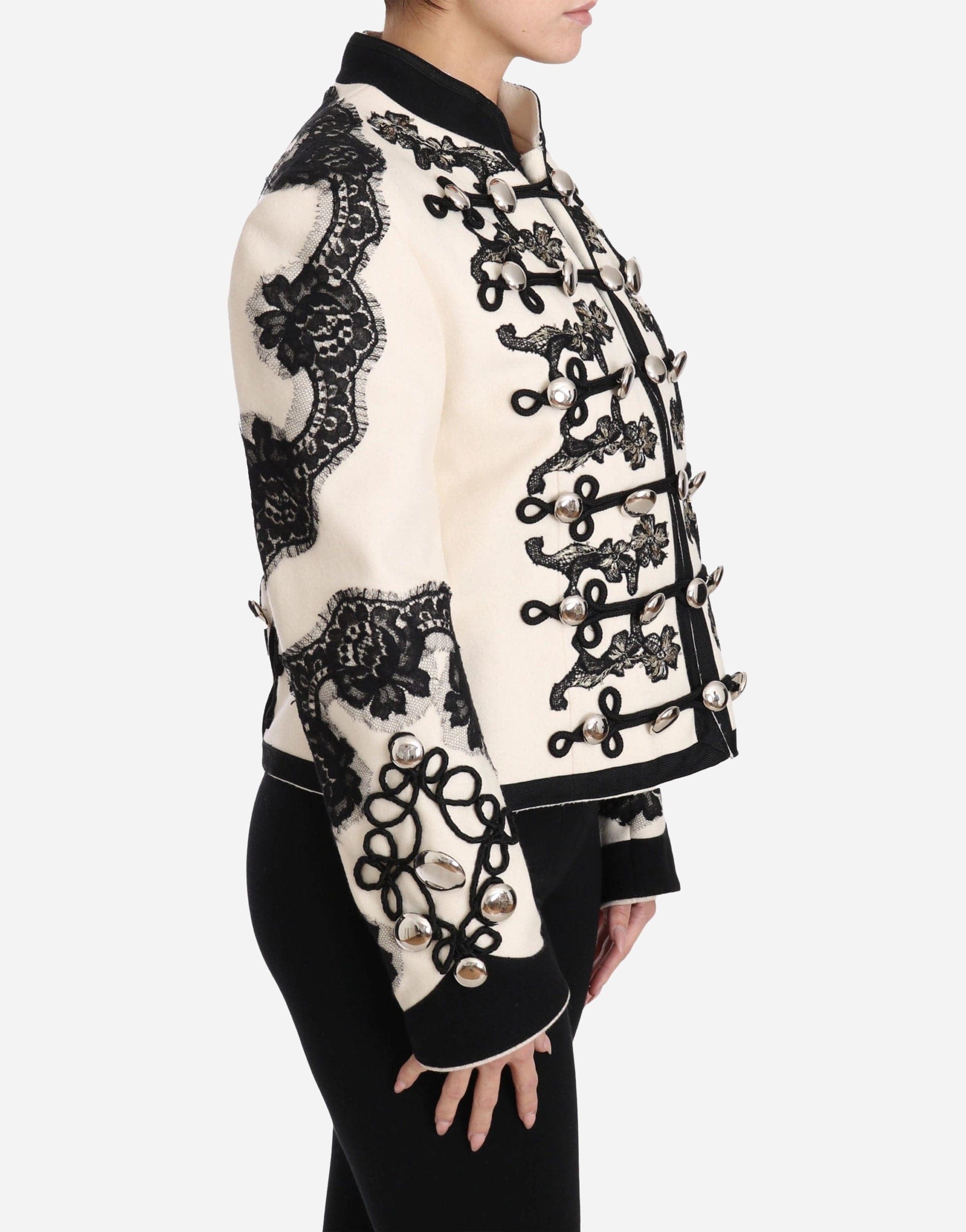 Dolce & Gabbana Button & Lace Detail Military Jacket | Sendegaro Dolce & Gabbana Button & Lace Detail Military Jacket | Sendegaro