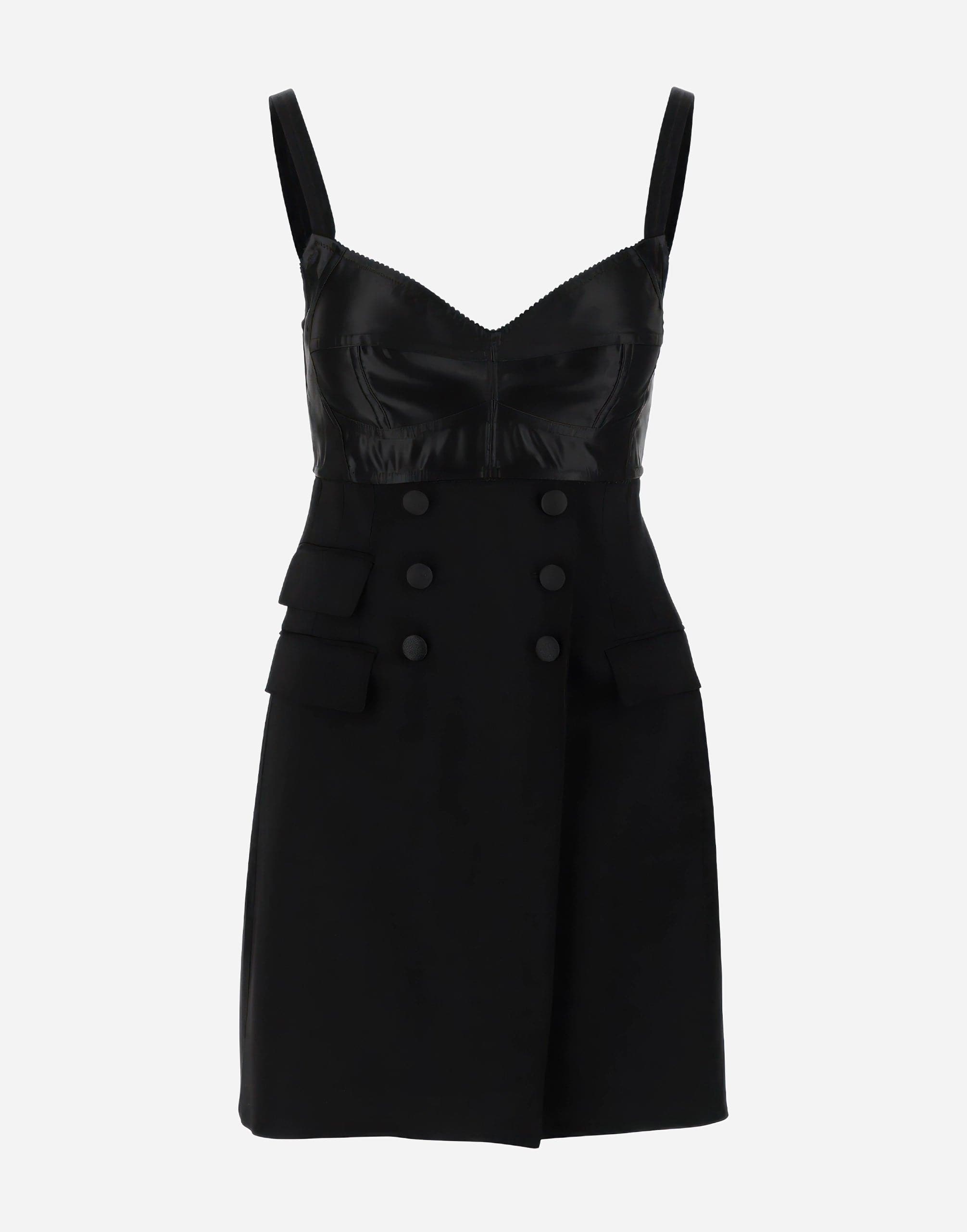 Dolce & Gabbana Buttoned Stretch Wool Mini Dress