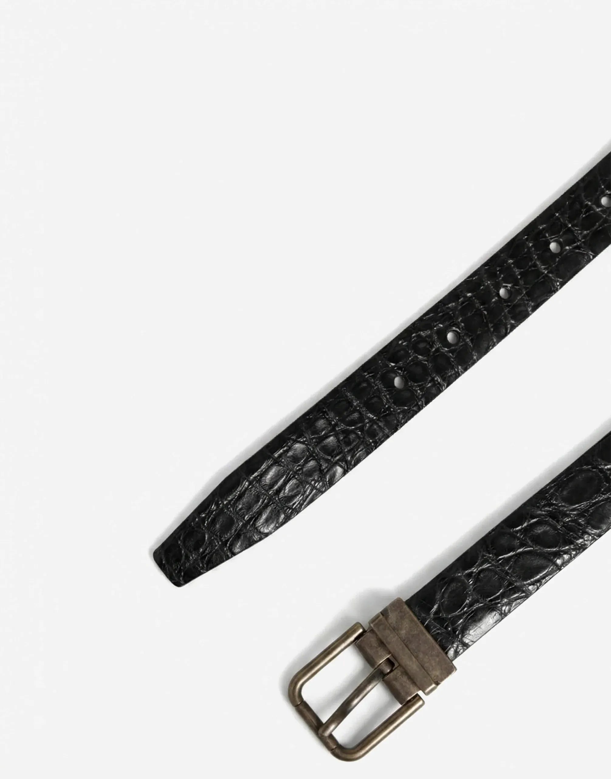 Dolce & Gabbana Caiman Leather Black Belt | Sendegaro CN