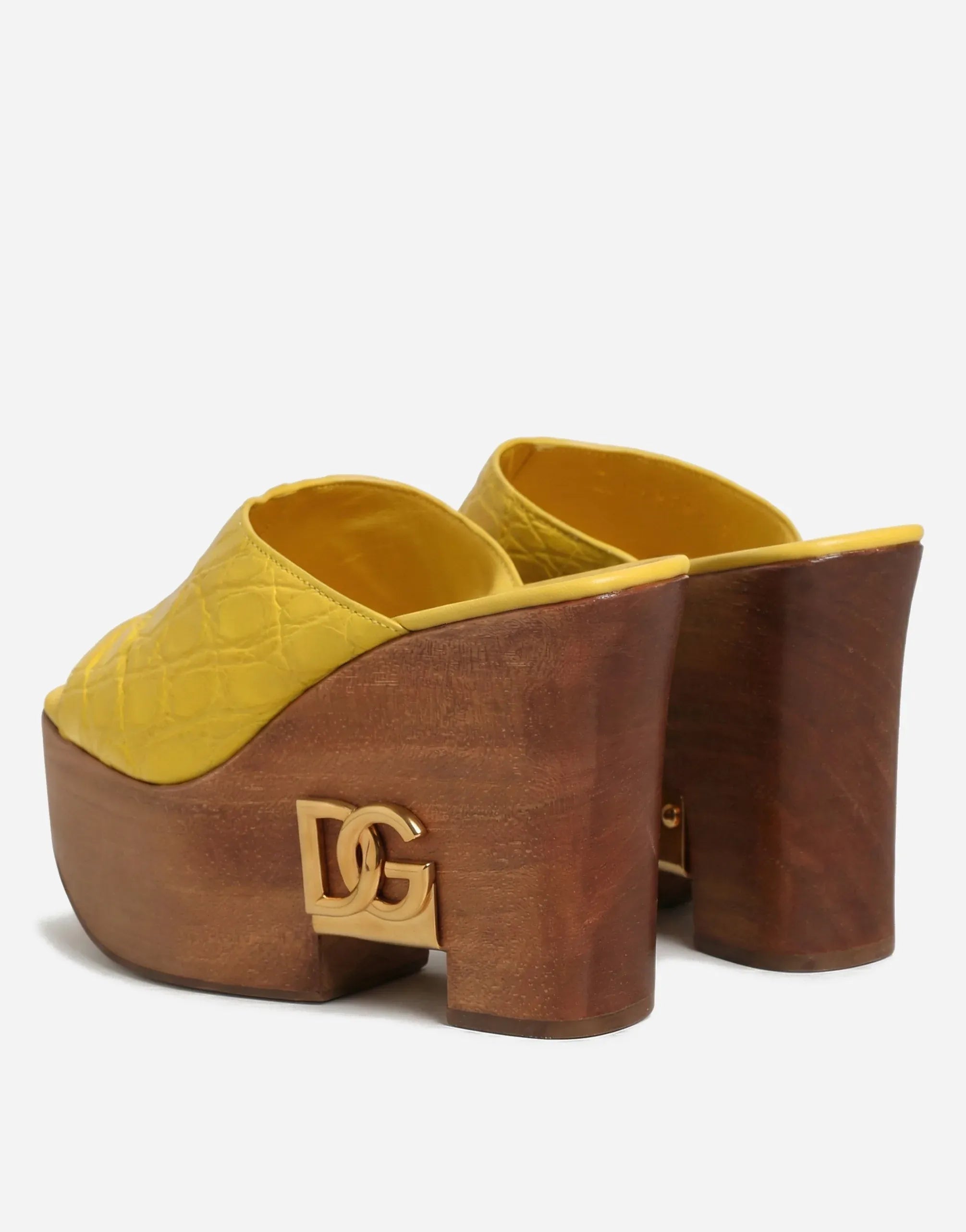 Dolce & Gabbana Caiman Leather Wedge Slides