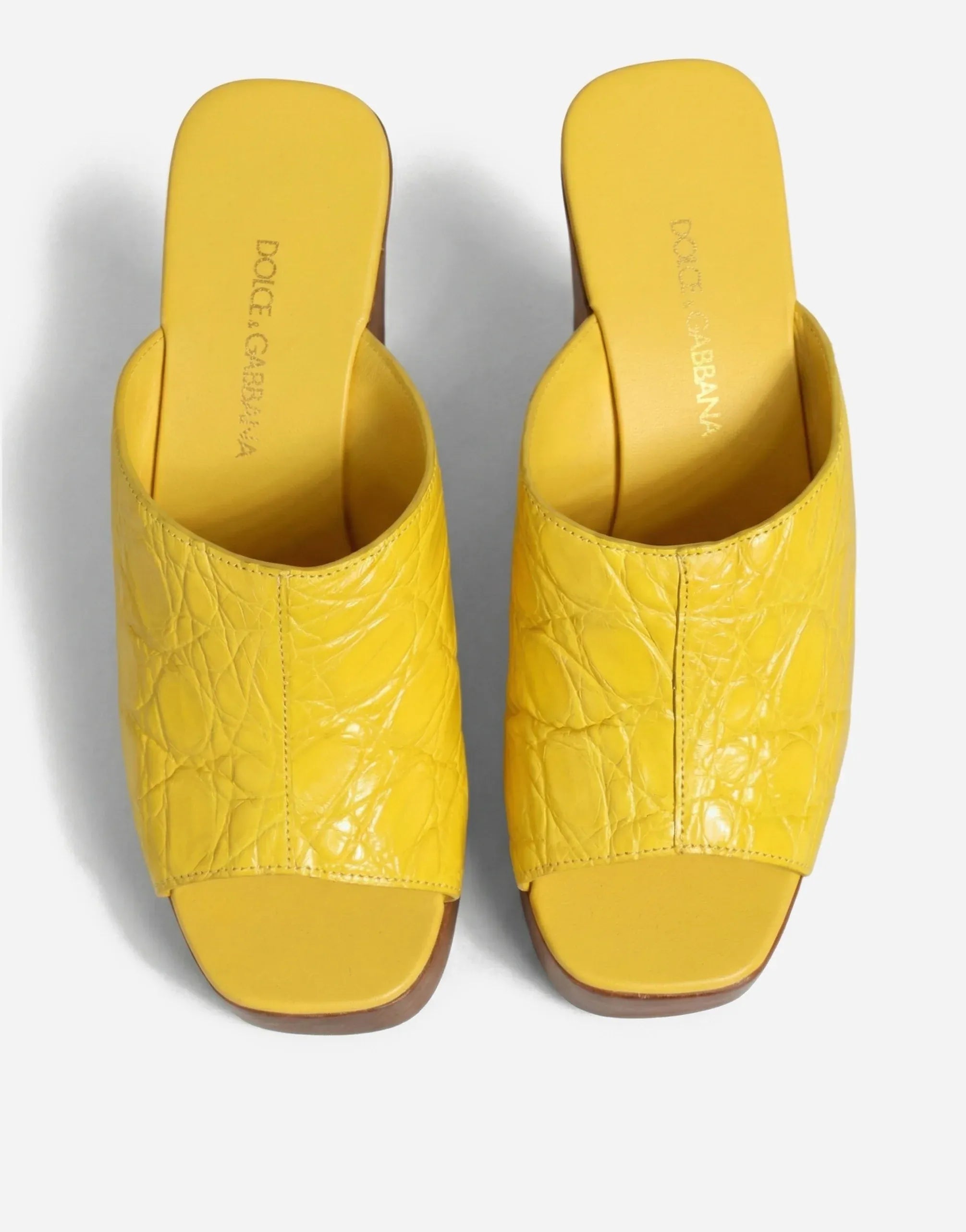 Dolce & Gabbana Caiman Leather Wedge Slides