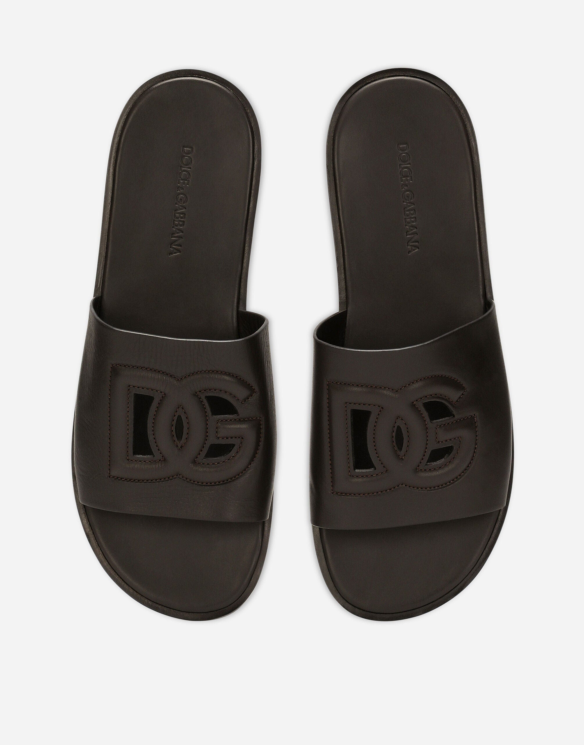 Dolce & Gabbana Calfskin Logo Sliders