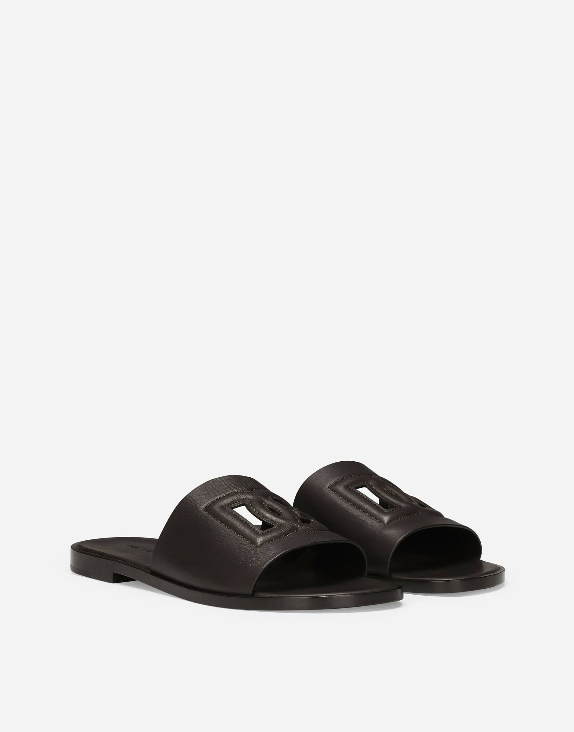 Dolce & Gabbana Calfskin Logo Sliders