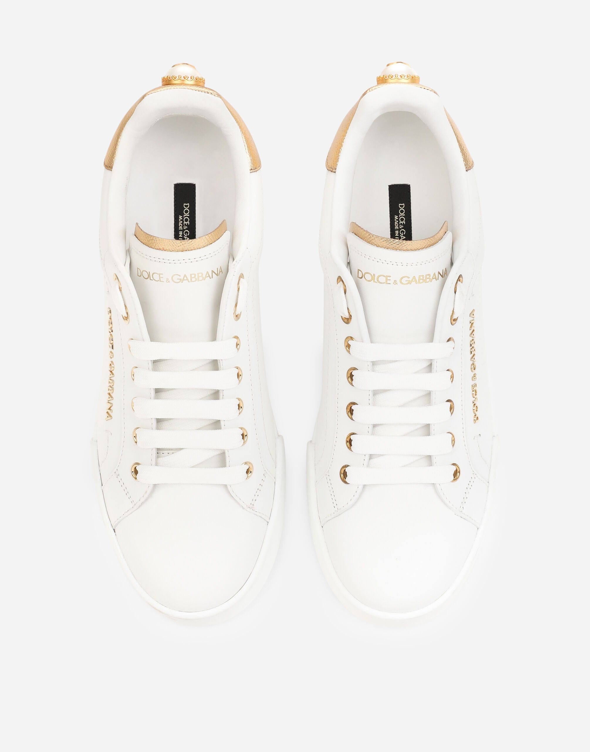 Dolce & Gabbana Calfskin Nappa Portofino Sneakers With Lettering