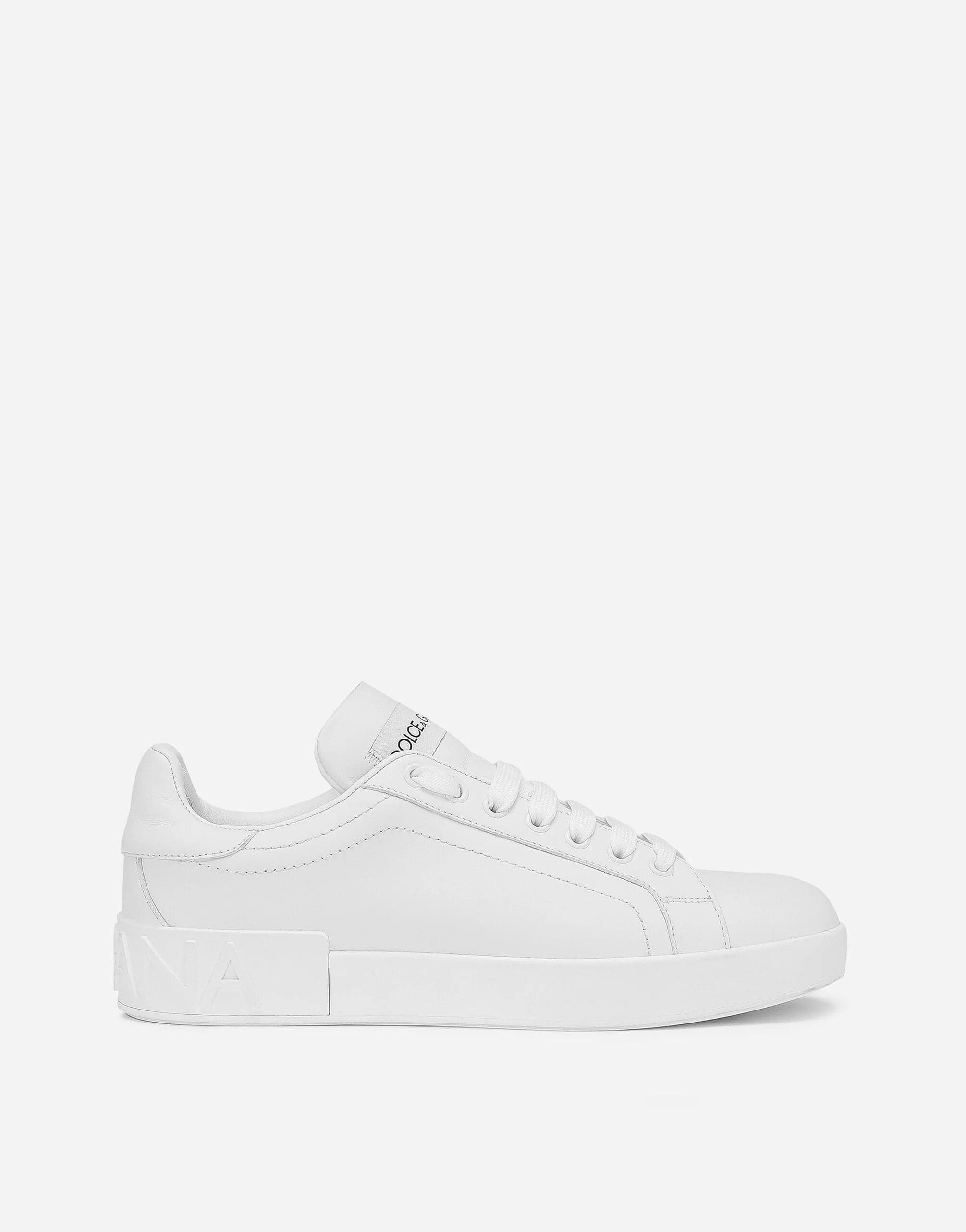 Dolce & Gabbana Calfskin Portofino Sneakers In White