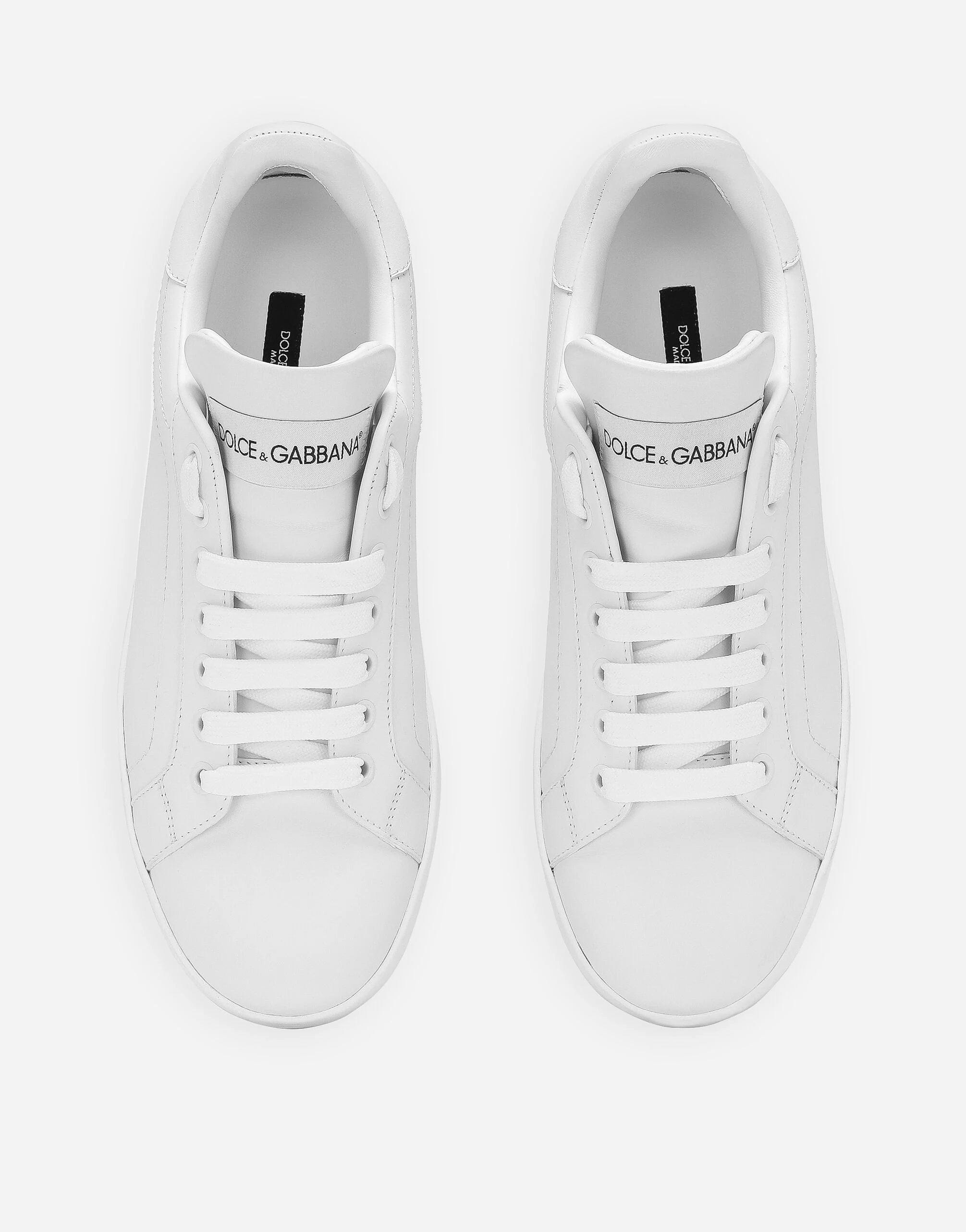 Dolce & Gabbana Calfskin Portofino Sneakers In White