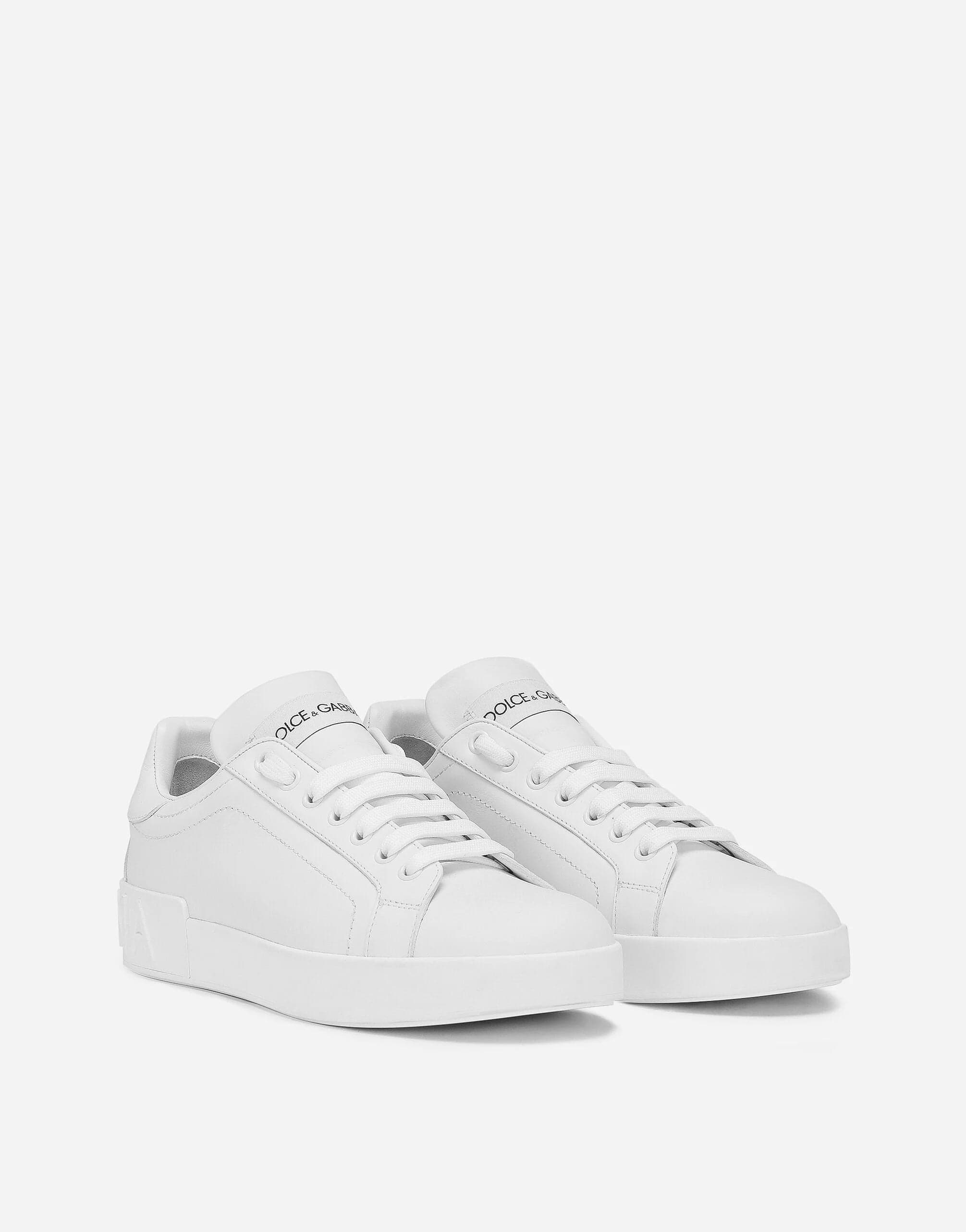 Dolce & Gabbana Calfskin Portofino Sneakers In White