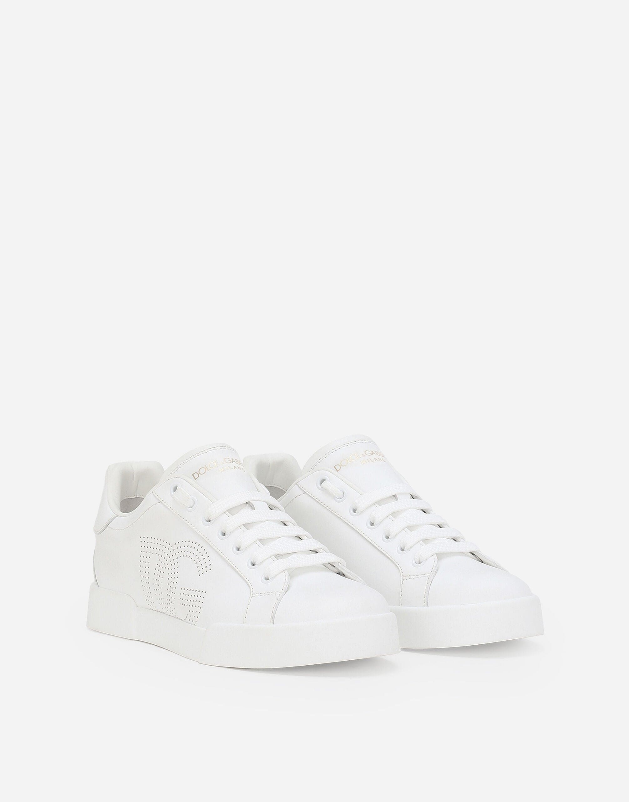 Dolce & Gabbana Calfskin Portofino Sneakers In White