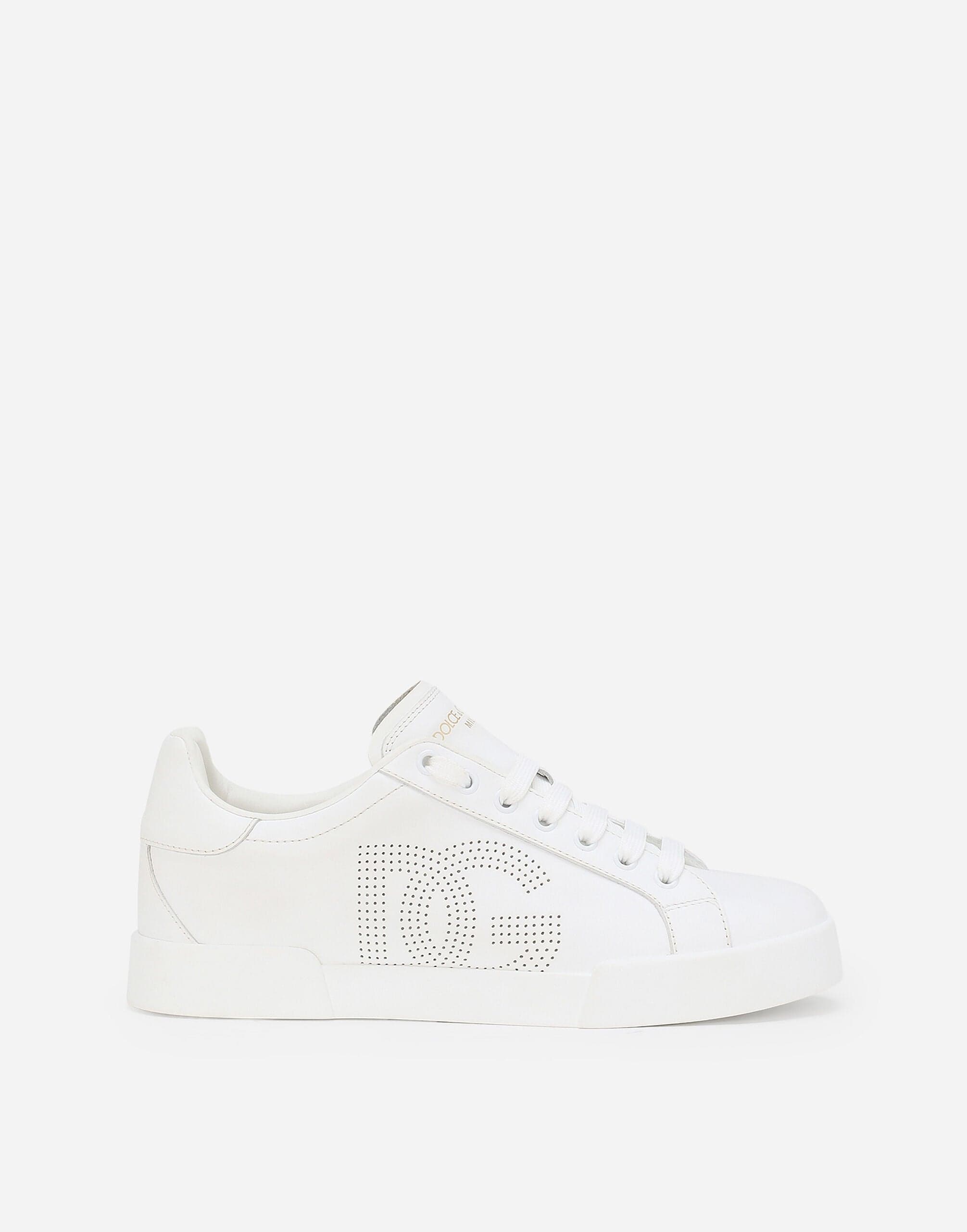 Dolce & Gabbana Calfskin Portofino Sneakers In White