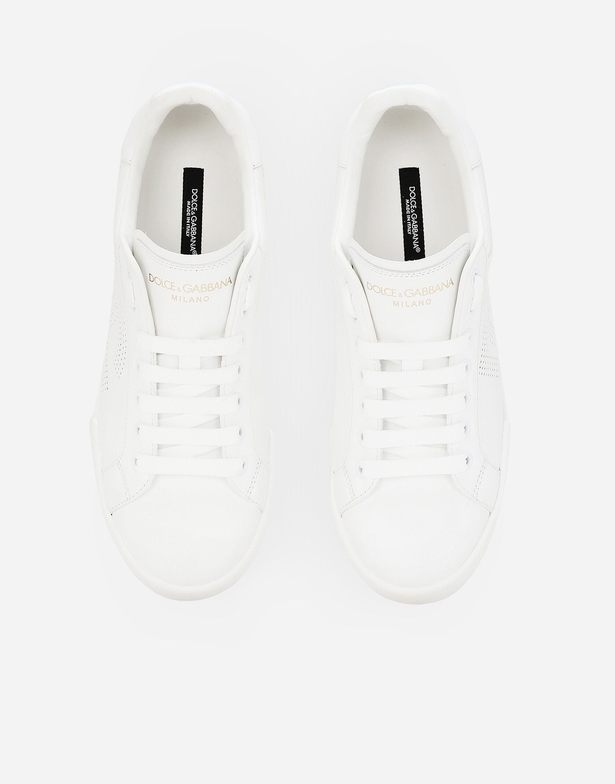 Dolce & Gabbana Calfskin Portofino Sneakers In White