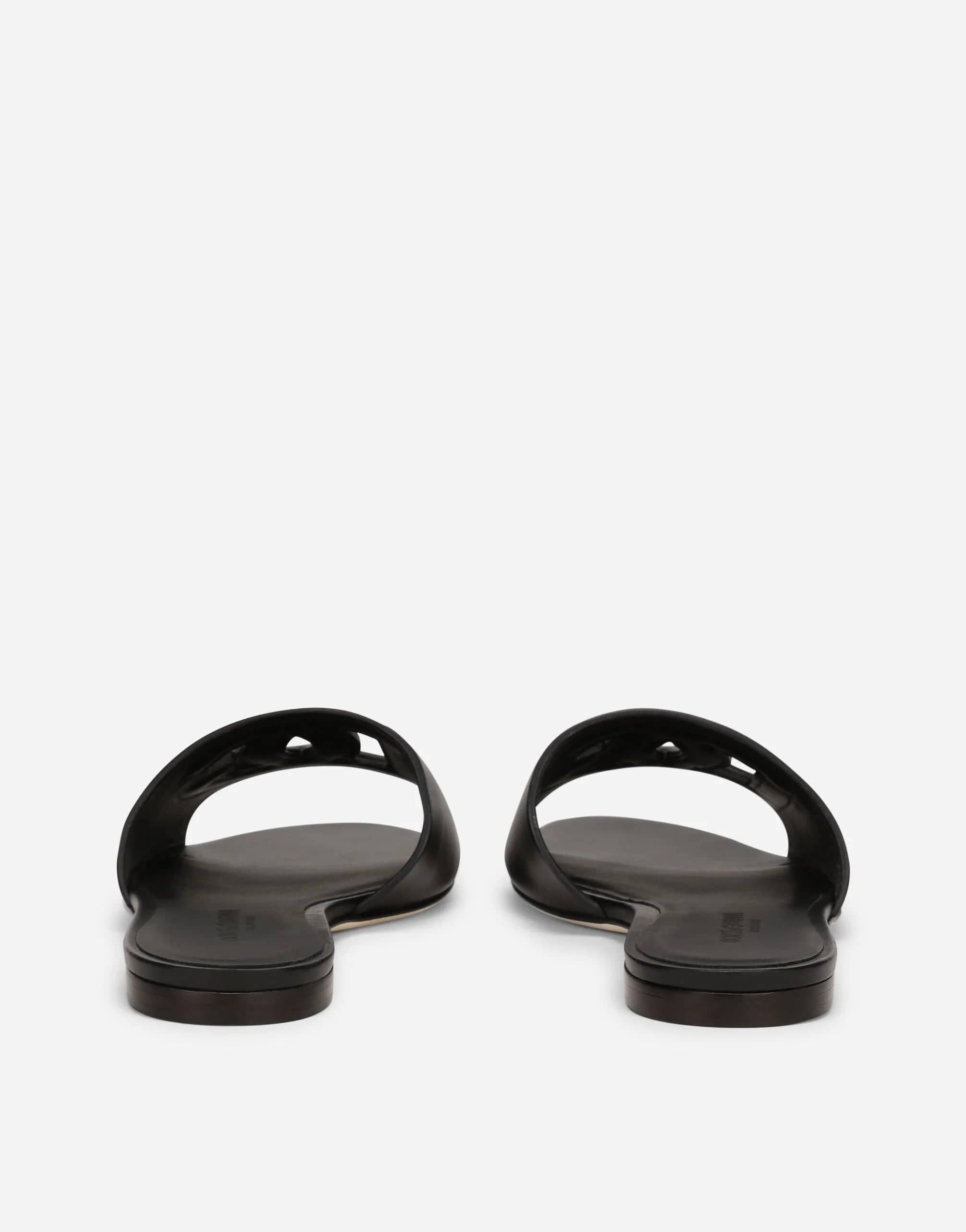 Dolce & Gabbana Calfskin Sliders In Black