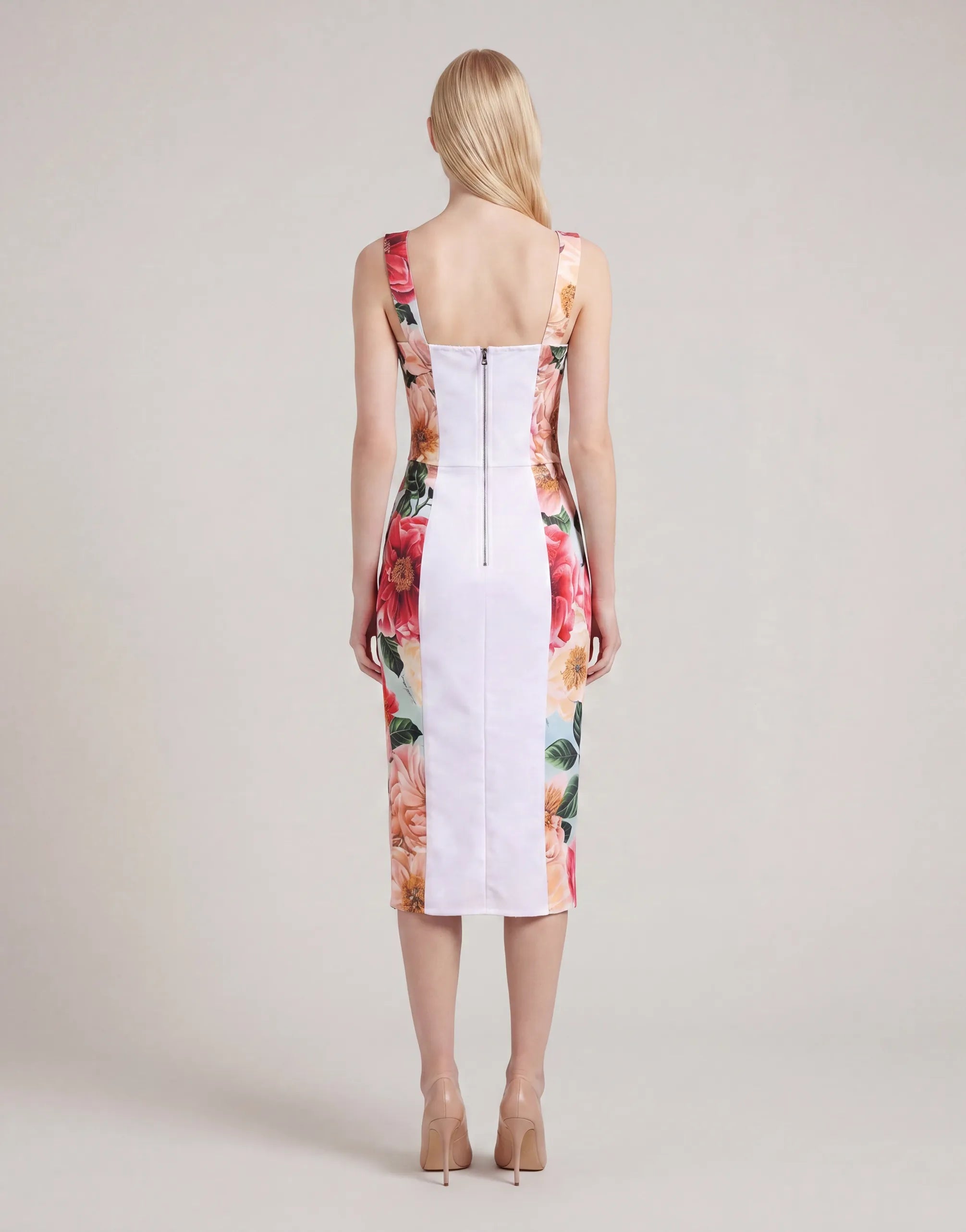 Dolce & Gabbana Camellia-Print Cady Midi Dress