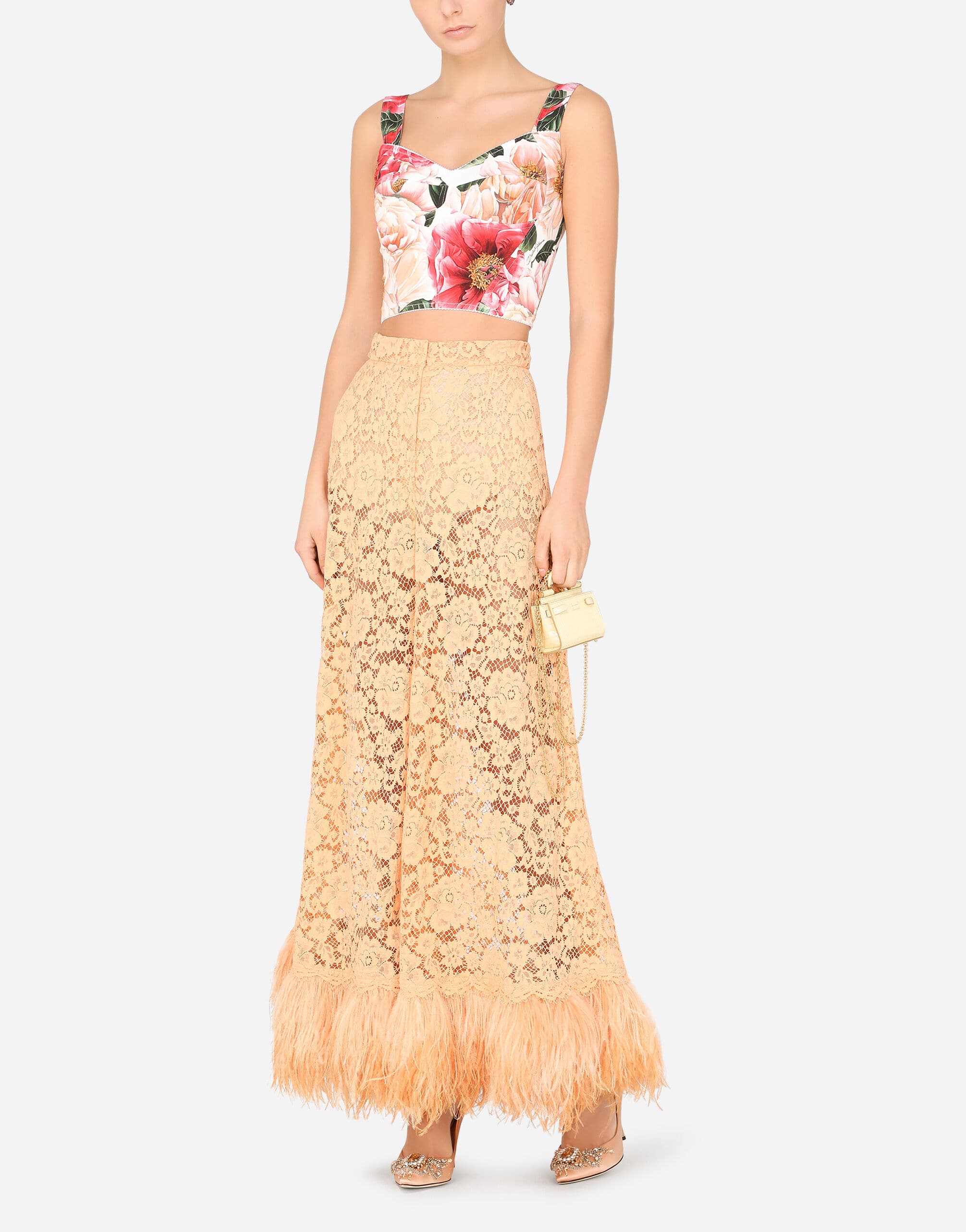 Dolce & Gabbana Camellia-Print Charmeuse Bustier Top - alternate view