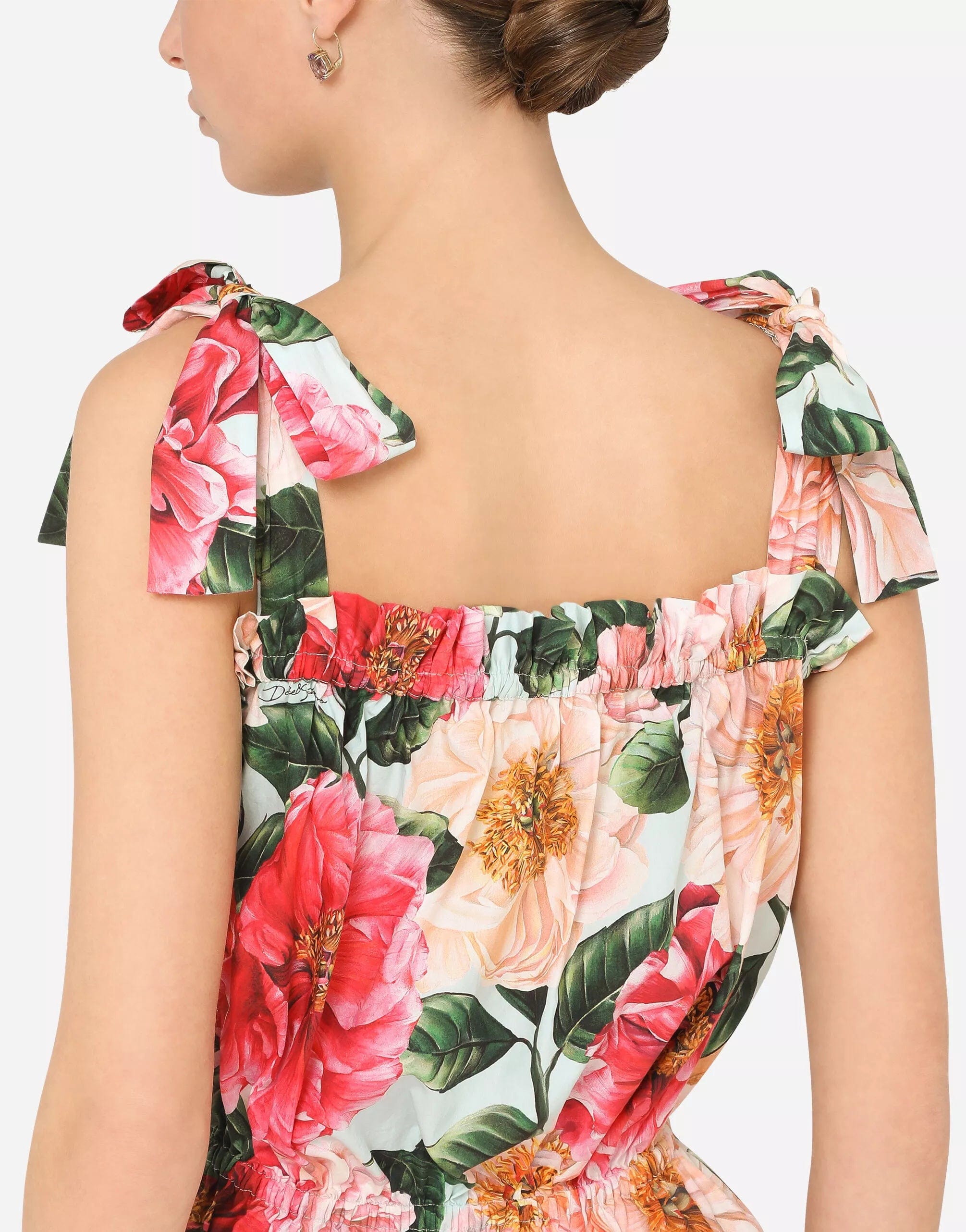 Dolce & Gabbana Camellia-Print Poplin Top