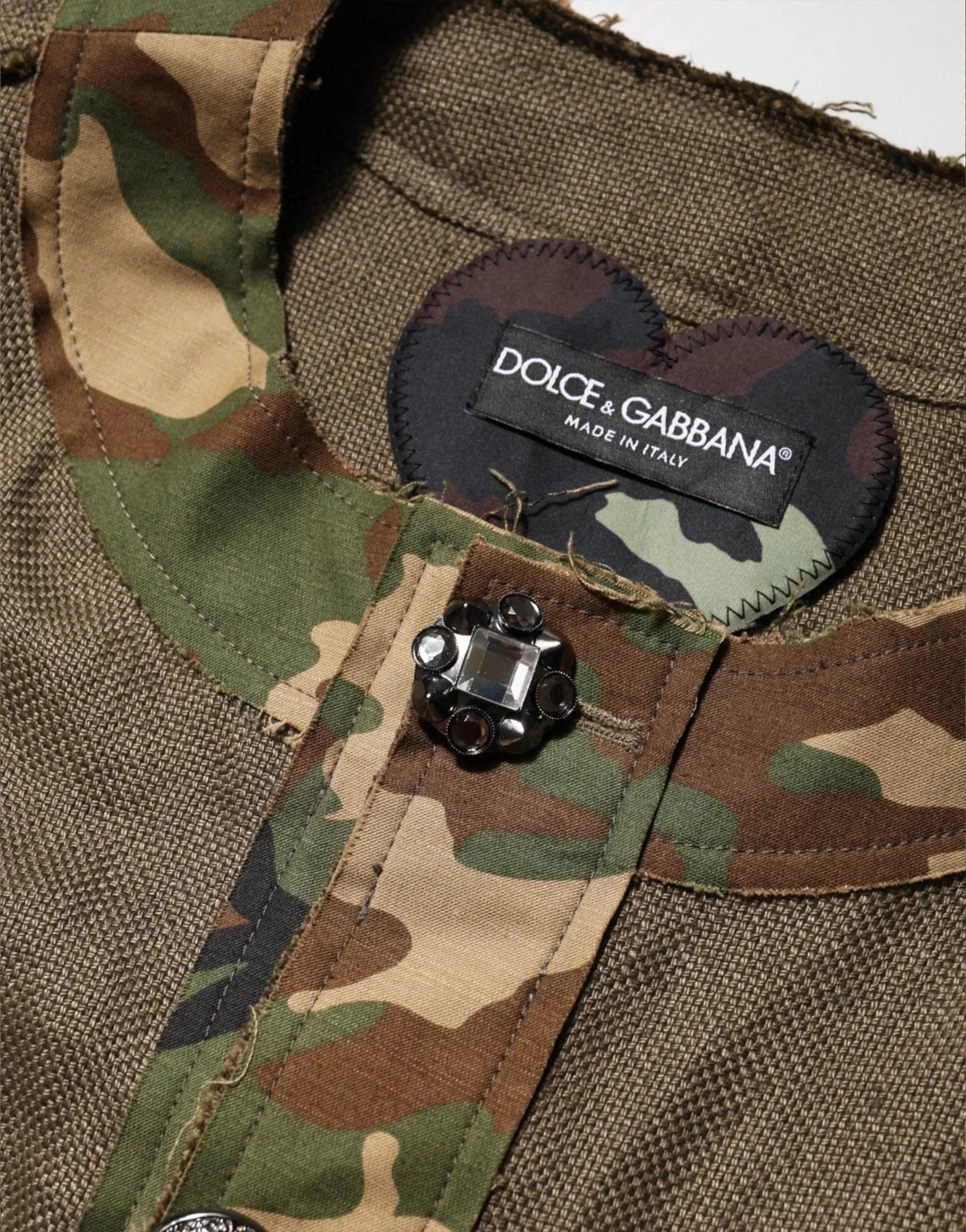 Dolce & Gabbana Camo Print Linen-Blend Jacket | Sendegaro