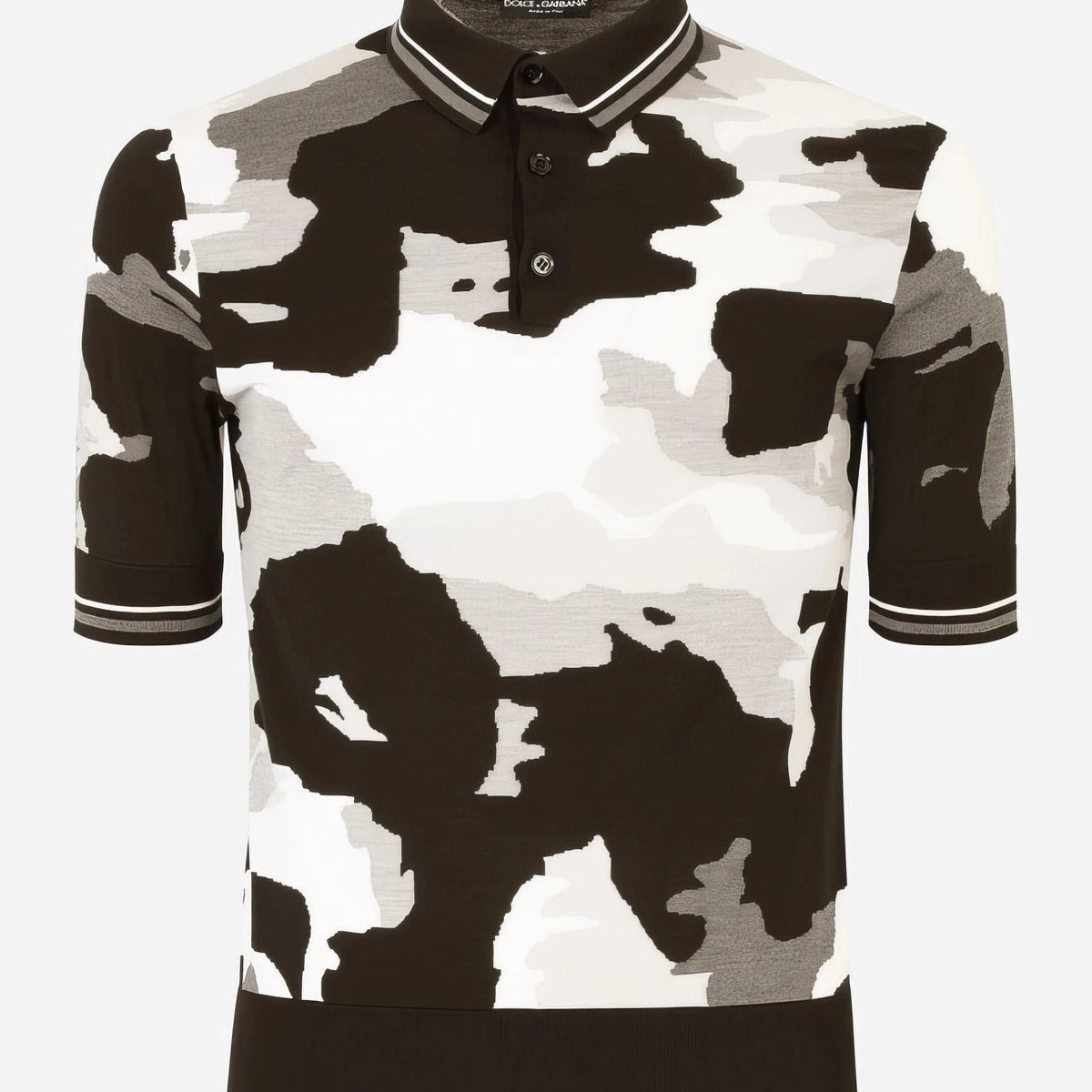 トップス 00s dolce&gabbana camo pattern polo Dolce & Gabbana Camouflage Inlay Silk Polo Shirt | Sendegaro IT