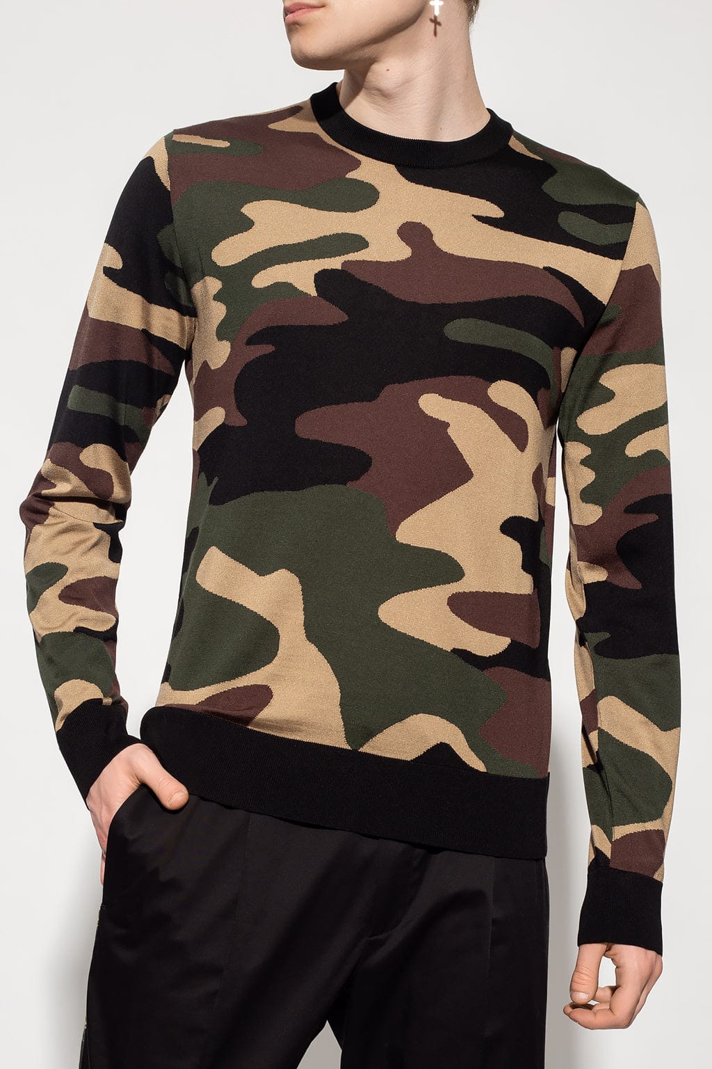 Dolce & Gabbana Camouflage Intarsia Silk Sweater