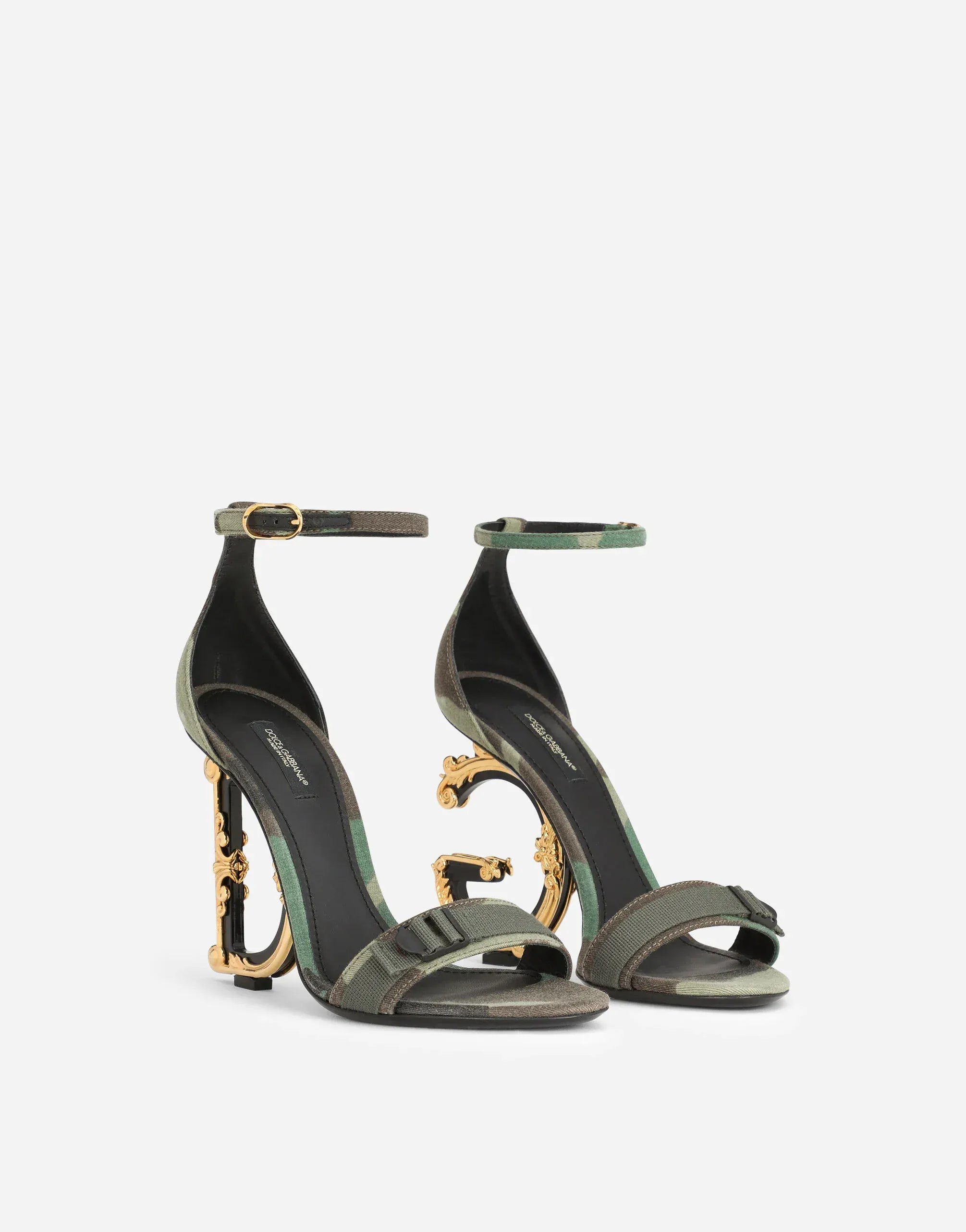 Dolce & Gabbana Camouflage Patchwork Baroque DG Sandals