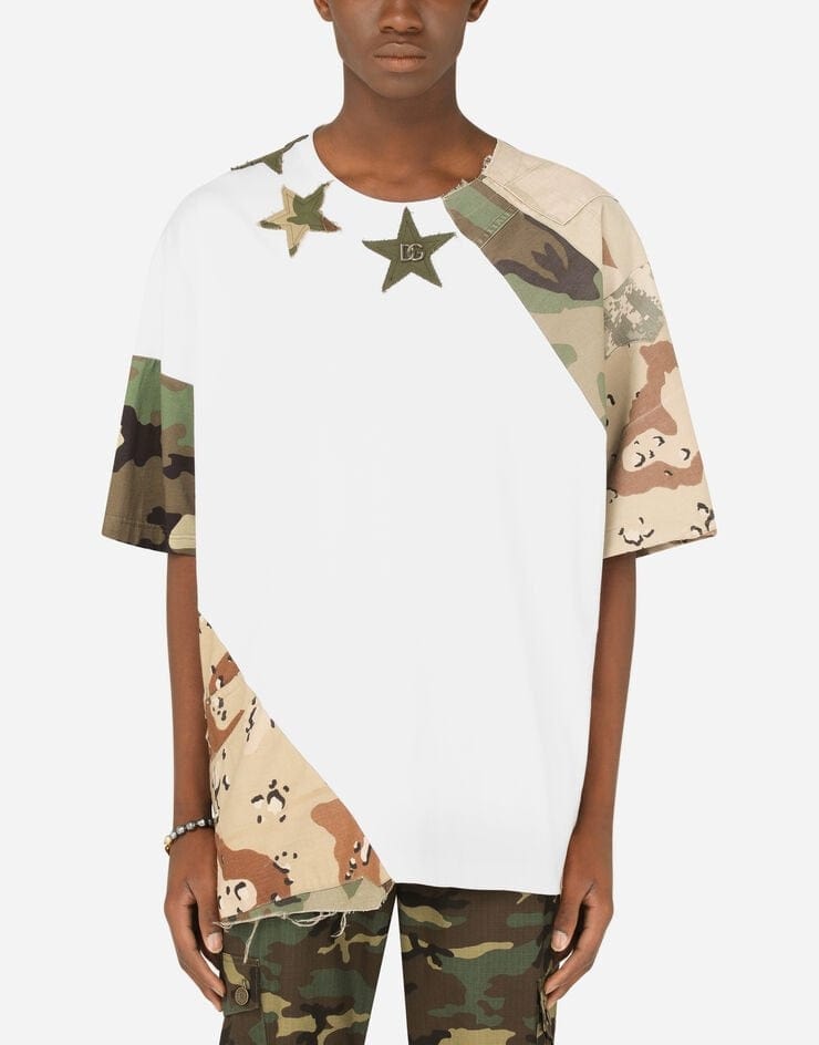 Dolce & Gabbana Camouflage Patchwork Logo T-Shirt | Sendegaro BR