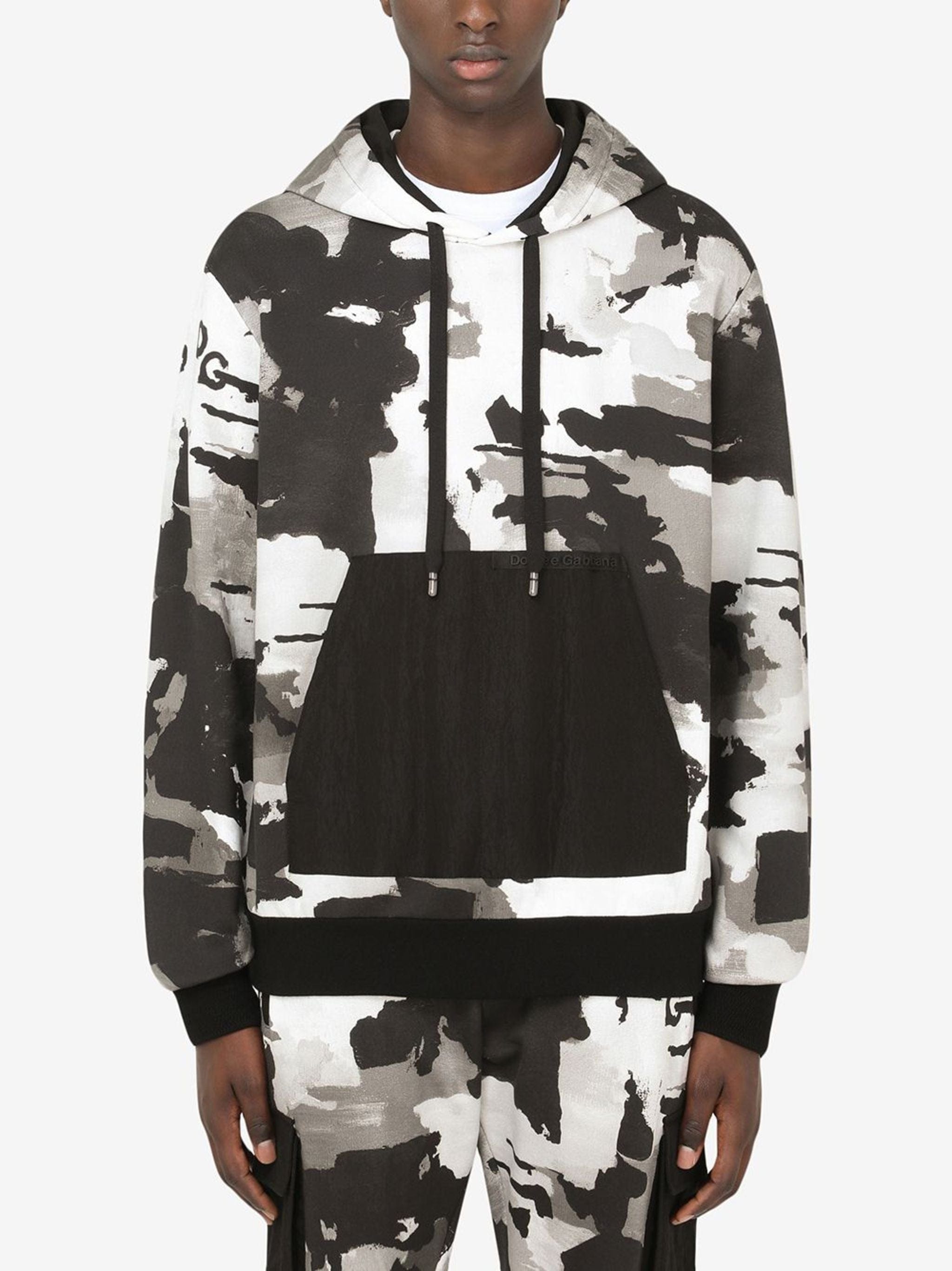 Dolce & Gabbana Camouflage-Pattern V-Neck Hoodie