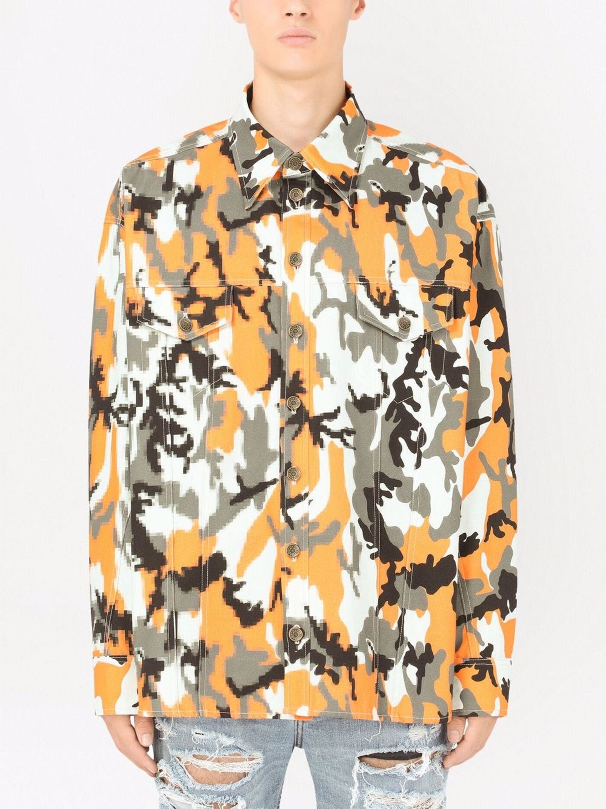 Dolce & Gabbana Camouflage-Print Canvas Shirt