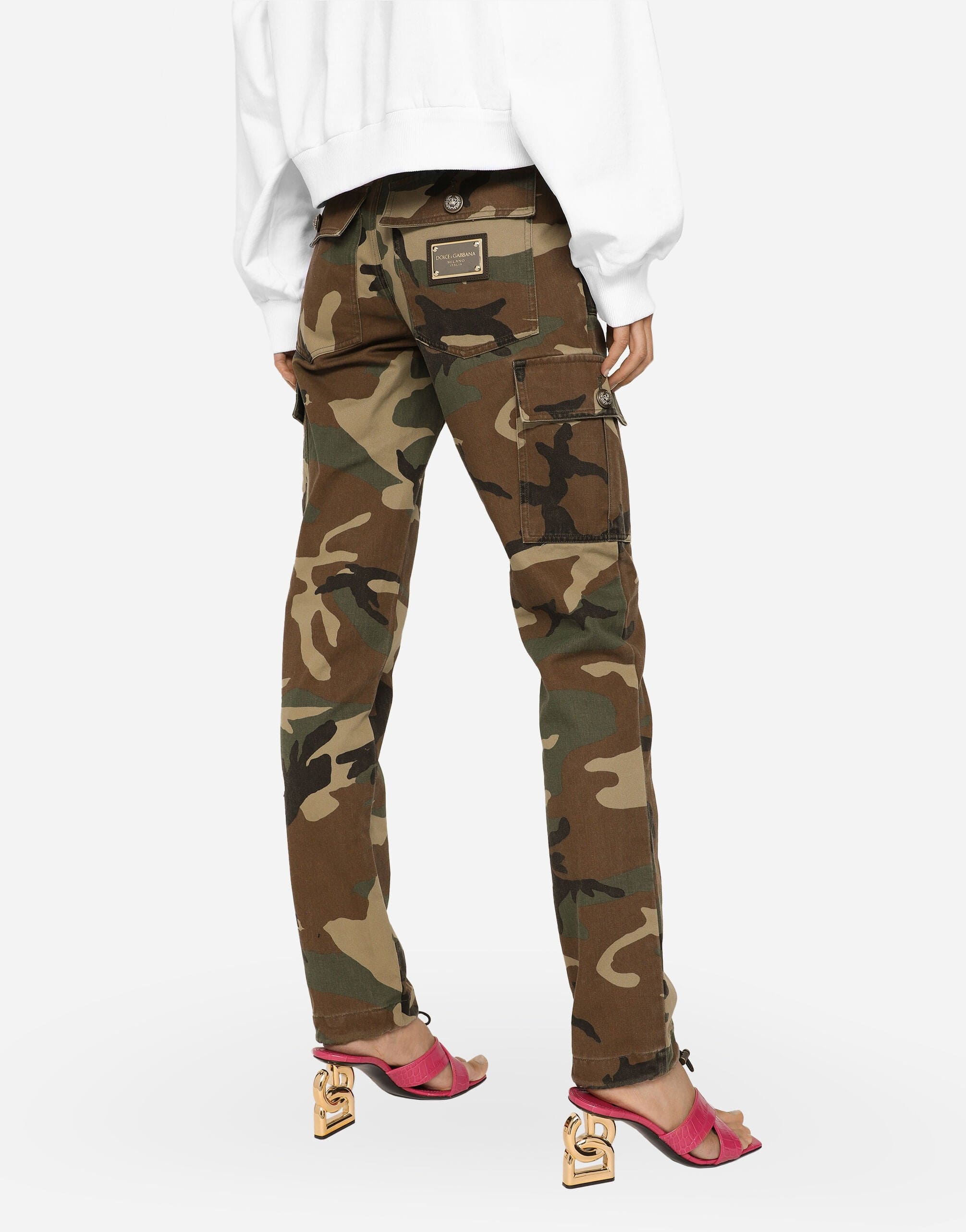 Dolce & Gabbana Camouflage Print Cotton Cargo Pants